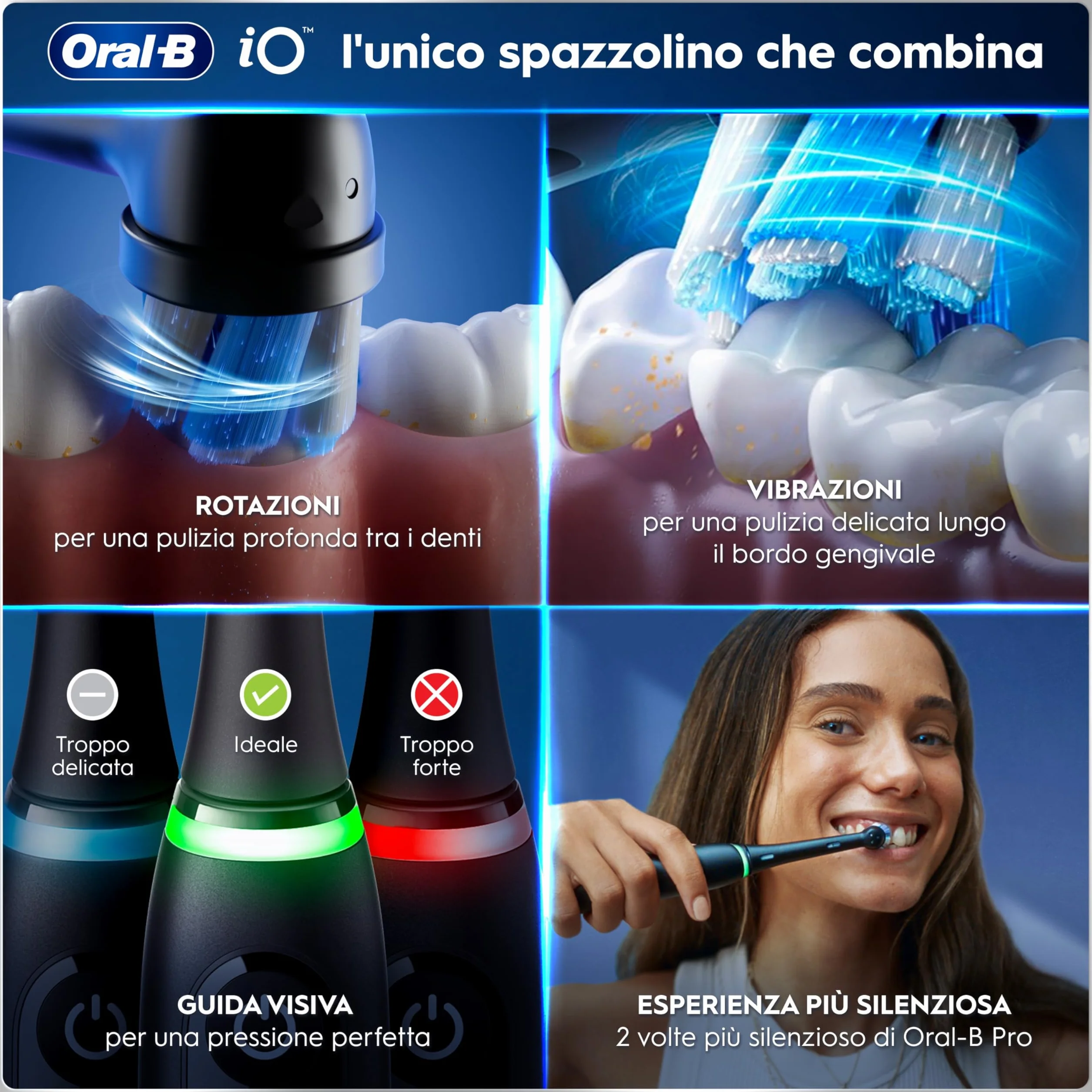Oral-B iO 6 Spazzolino Elettrico, 2 Testine, Custodia, Dentifricio, Nero - 2 Testine di Ricambio per Spazzolino Elettrico, Ricaricabile, Custodia + 1 Dentifricio Advanced Prevenzione Tartaro