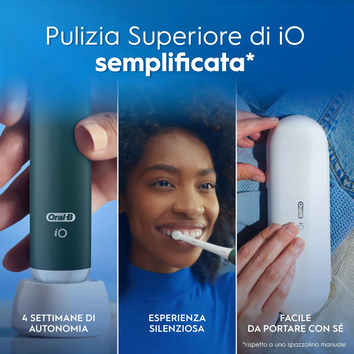 Oral-B Spazzolino Elettrico iO 2 Verde, 1 Testine Di Ricambio, Spazzolino Elettrico Ricaricabile, Pulizia Denti Efficace, Copri Testine, Sensore Di Pressione, Delicato Sulle Gengive, Custodia
