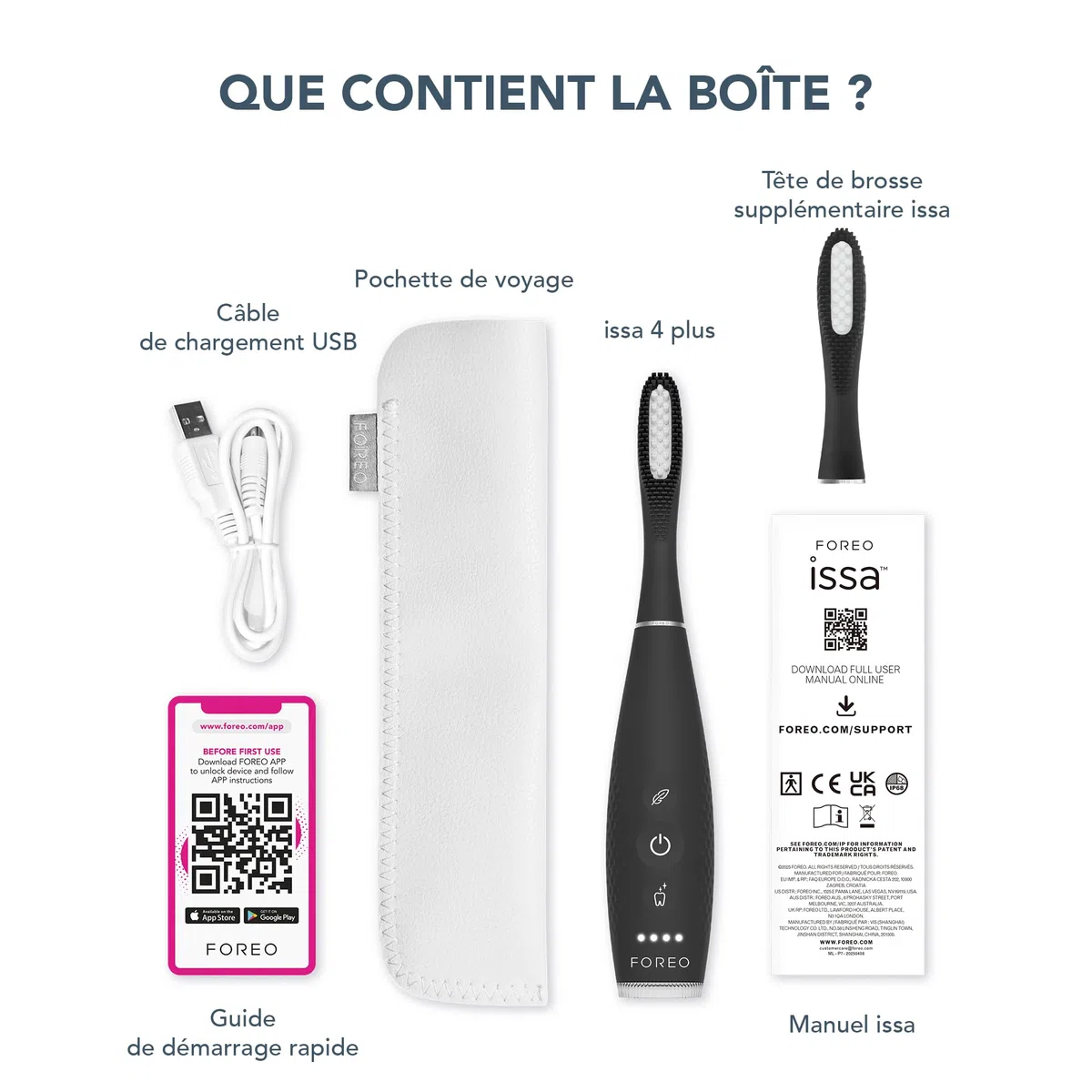 FOREO issa 4 plus Spazzolino Elettrico Sonico – Bundle 4-in-1 Ricaricabile con AI, Testina Ibrida Silicone e Polimero Extra, Setole Morbide, Sbiancante denti, Pulizia denti Ultra-Igienica