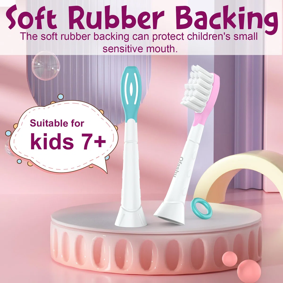 4 Pezzis Testine di Ricambio Compatibili con Philips Sonicare, Testine Spazzolino Elettrico, Spazzole di Ricambio per Bambini, dai 7 Anni