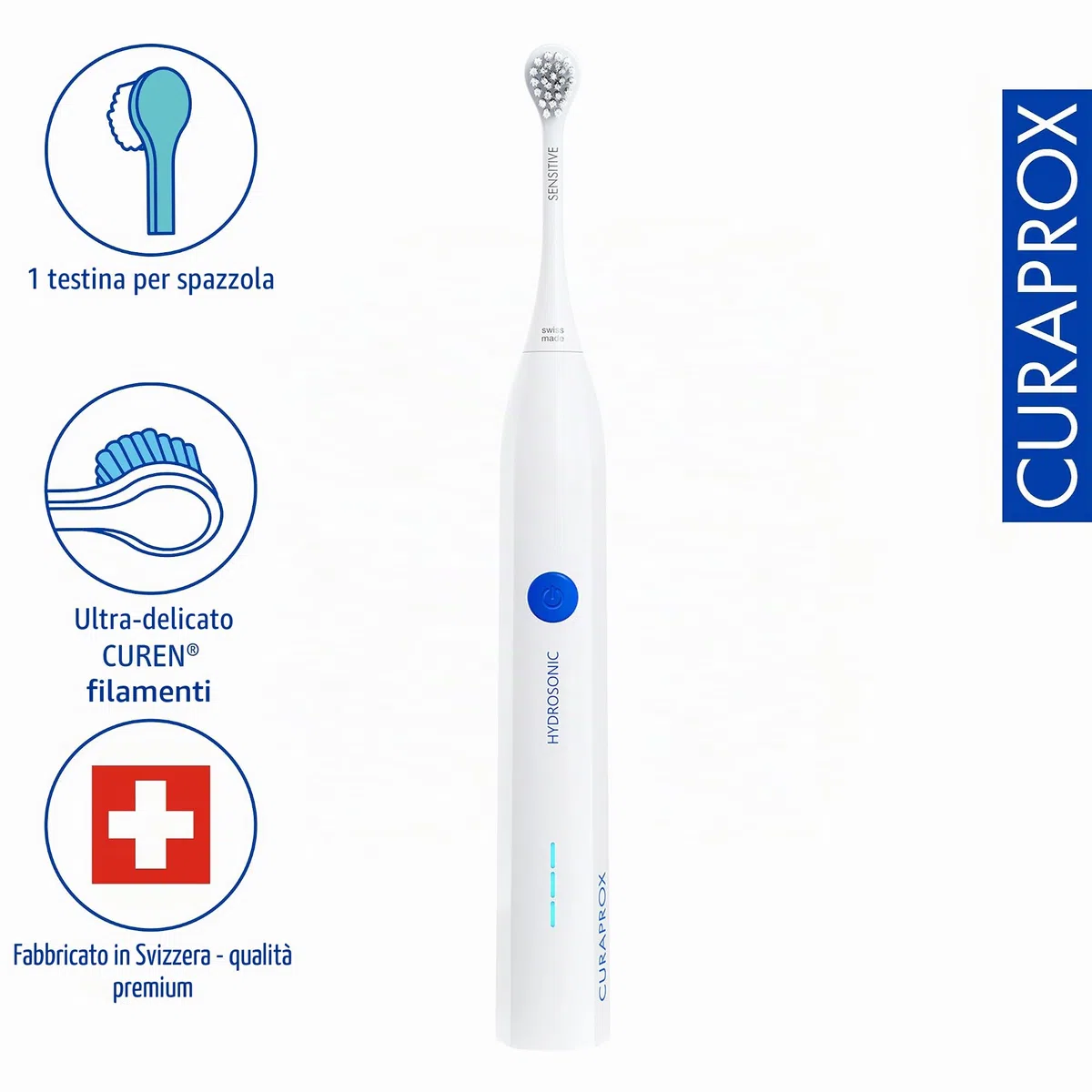 Curaprox Hydrosonic easy Sonic Toothbrush-Per la cura quotidiana delle gengive e il controllo della placca/Semplice, efficace | affidabile/Progettato in Svizzera