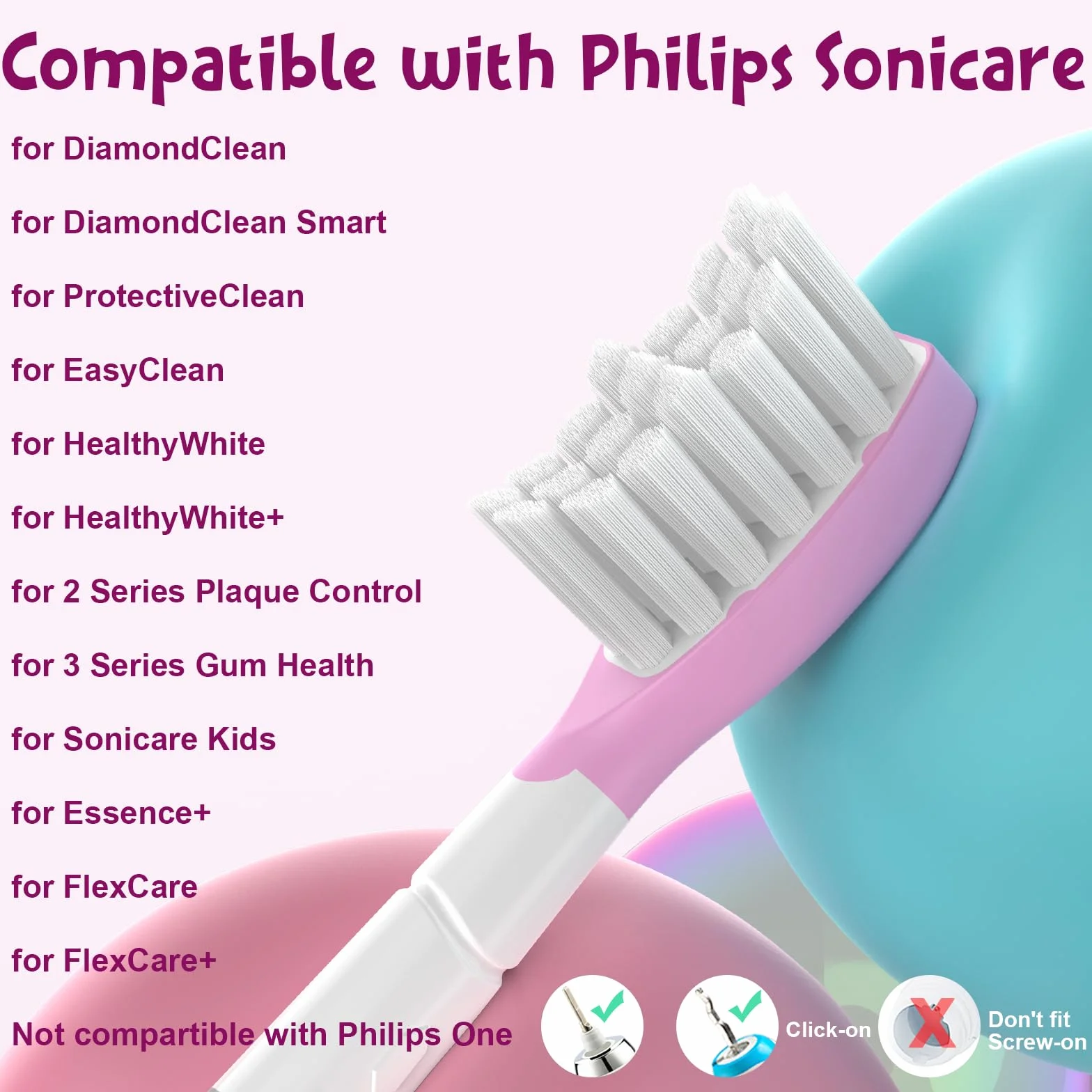 4 Pezzis Testine di Ricambio Compatibili con Philips Sonicare, Testine Spazzolino Elettrico, Spazzole di Ricambio per Bambini, dai 7 Anni