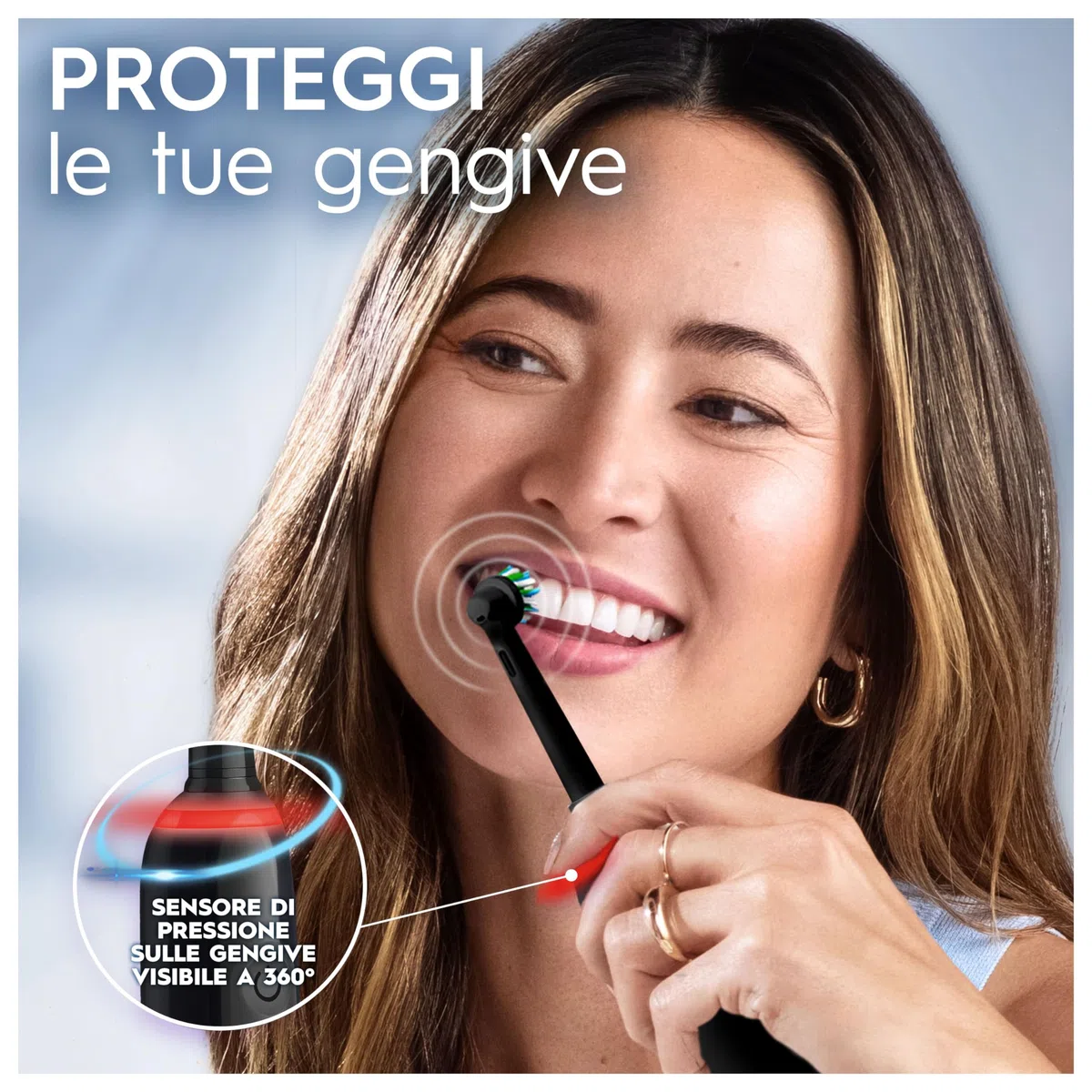 Oral-B Spazzolino Elettrico Ricaricabile Pro 3 3000, Sensore di Pressione Luminoso, Batteria a Lunga Durata, 2 Testine Sensitive Clean, 1 Spazzolino Elettrico, Nero, Idea Regalo