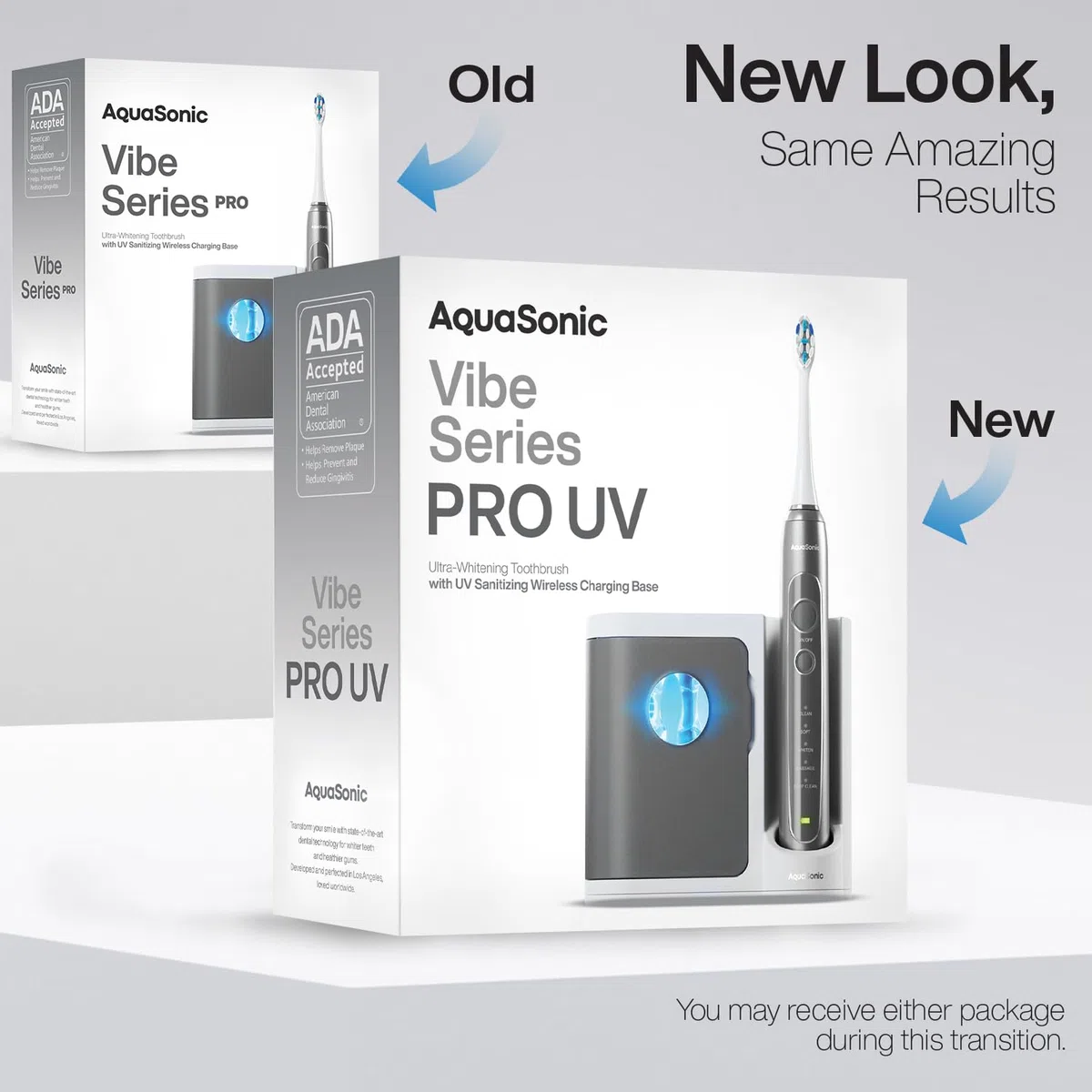 Aquasonic Vibe Series PRO - Spazzolino da denti ultra sbiancante - 5 modalità e timer intelligenti - Base disinfettante UV - ADA accettato (carbone metallico)