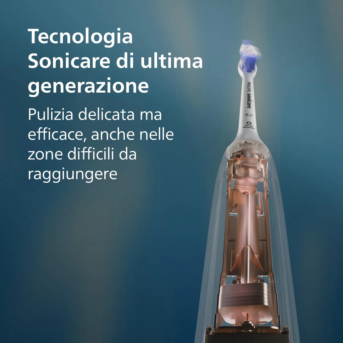 Philips Sonicare 6100, spazzolino sonico con 2 modalità di spazzolamento e 3 livelli di intensità, avviso di pressione, EasyStart, SmarTimer, custodia da viaggio, bianco, HX7400/02 [Nuova tecnologia]