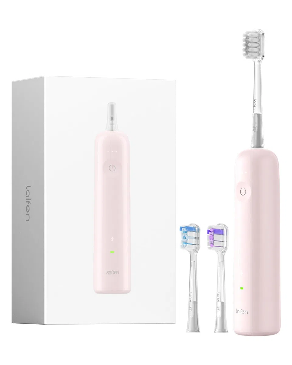 Laifen Wave Spazzolino elettrico, spazzolino elettrico sonico oscillante con 3 testine, spazzolino da viaggio magnetico ricaricabile impermeabile IPX7 (ABS Rosa)