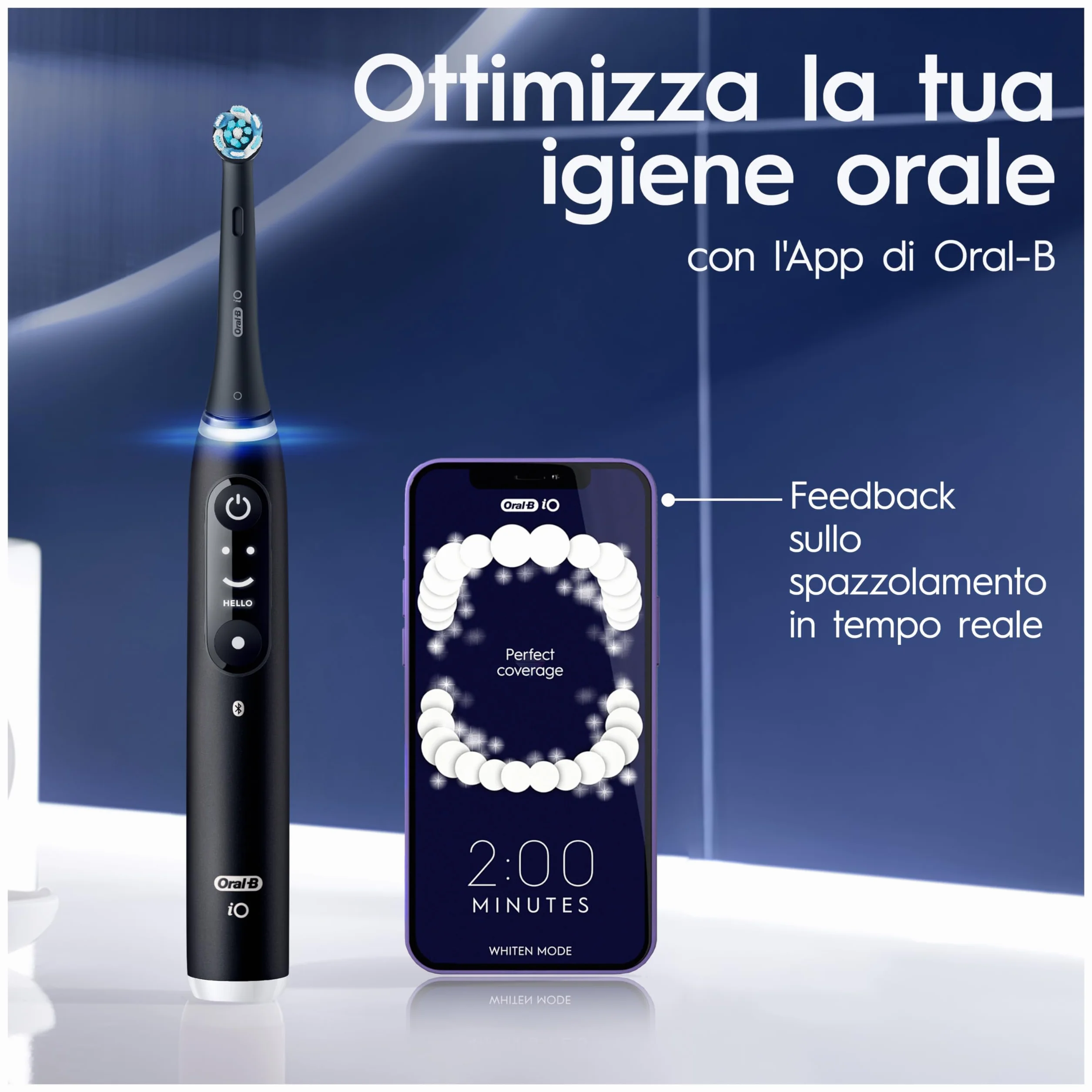 Oral-B iO 6 Spazzolino Elettrico, 2 Testine, Custodia, Dentifricio, Nero - 2 Testine di Ricambio per Spazzolino Elettrico, Ricaricabile, Custodia + 1 Dentifricio Advanced Prevenzione Tartaro