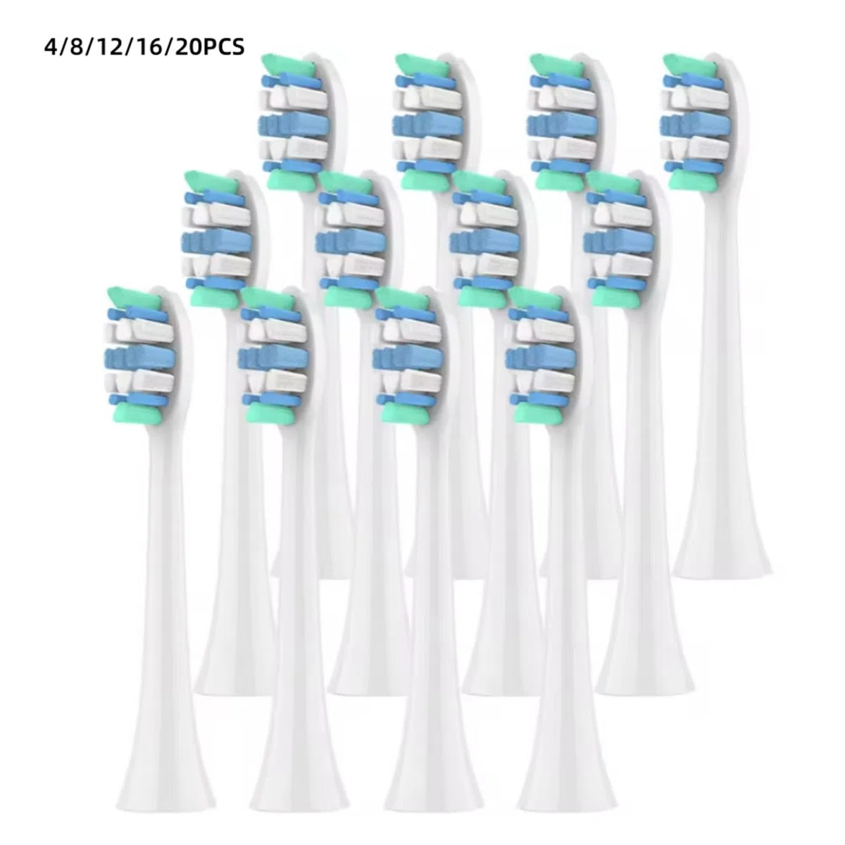 Testine di ricambio per spazzolino elettrico, compatibili con Philips, 1100, 2100, 4100, 4300, 5100, 5300, 6100, 6500, ecc. (12 pezzi)