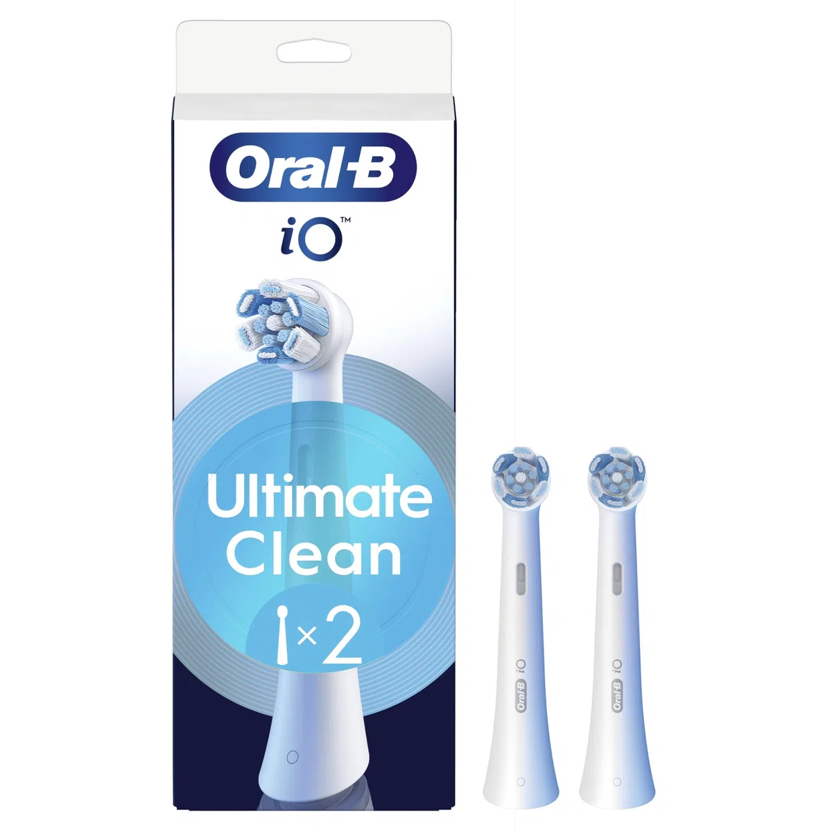 Oral-B Testine di Ricambio iO Series Ultimate Clean, 2 testine rotonde originali per Spazzolino Elettrico, setole CrissCross, rimozione della placca