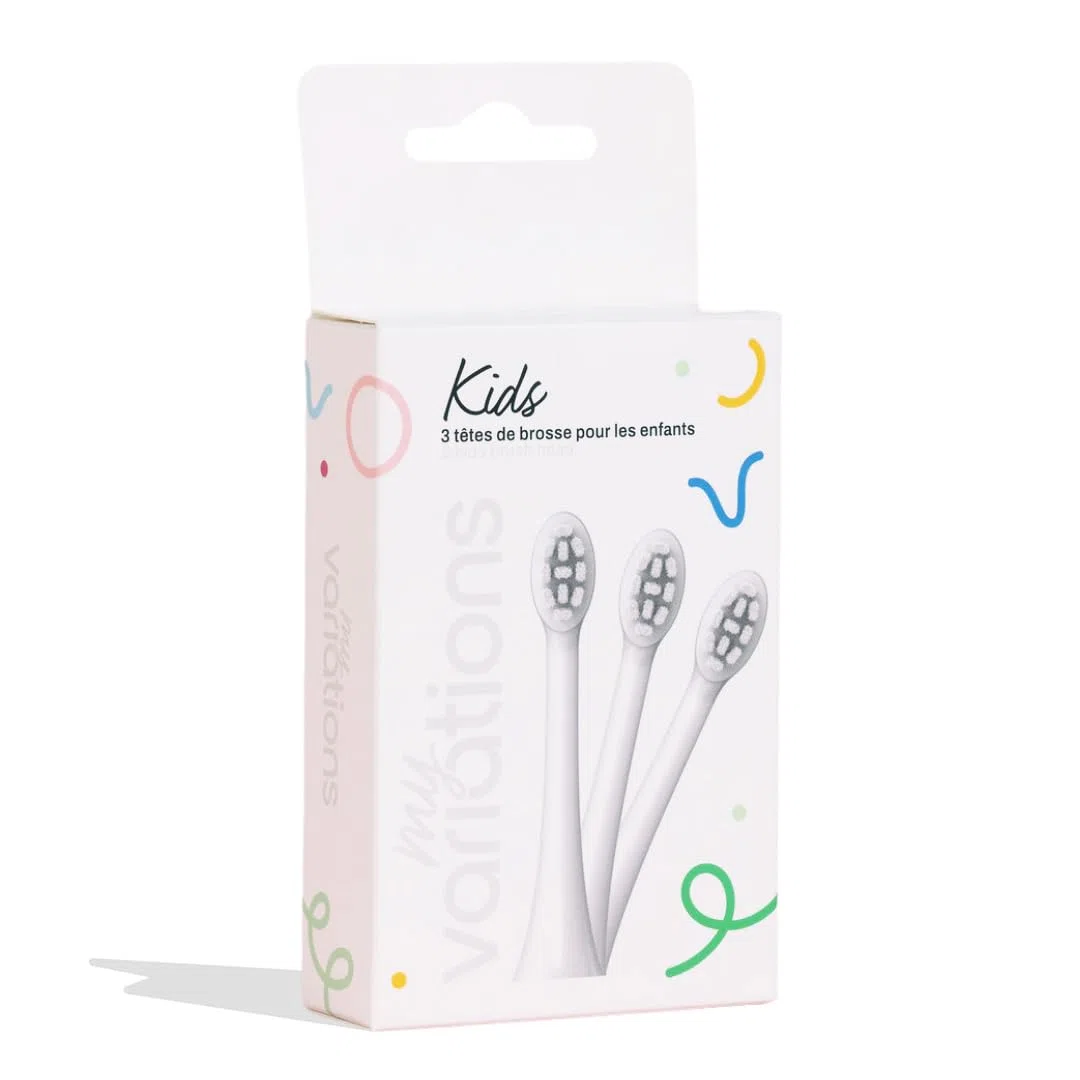 My Variations ® - Confezione di 3 testine per spazzolino elettrico sonico per bambini - Consigliato dai dentisti - Setole morbide in nylon Dupont - dai 3 anni