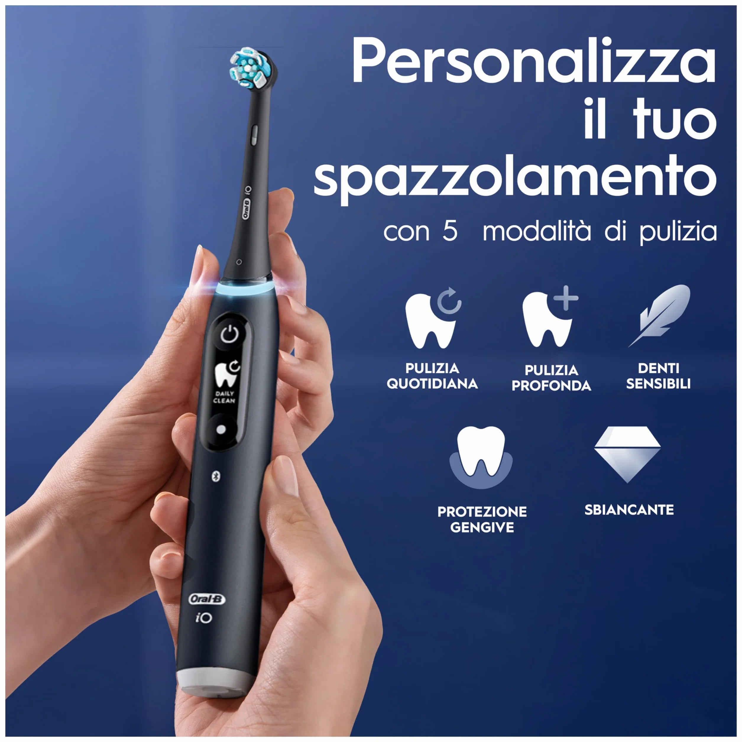 Oral-B iO 6 Spazzolino Elettrico, 2 Testine, Custodia, Dentifricio, Nero - 2 Testine di Ricambio per Spazzolino Elettrico, Ricaricabile, Custodia + 1 Dentifricio Advanced Prevenzione Tartaro