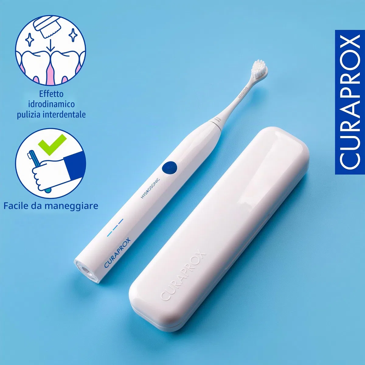 Curaprox Hydrosonic easy Sonic Toothbrush-Per la cura quotidiana delle gengive e il controllo della placca/Semplice, efficace | affidabile/Progettato in Svizzera