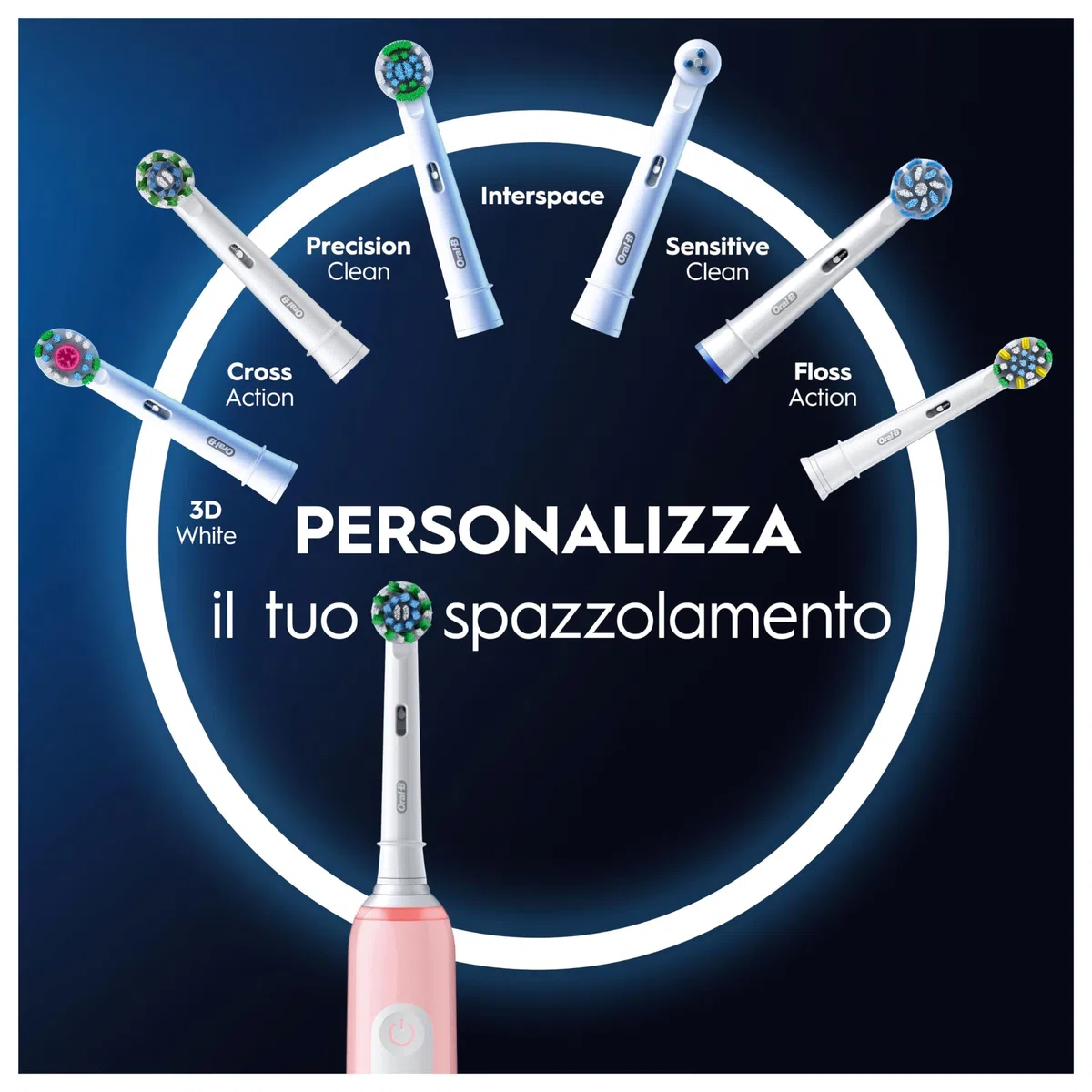 Oral-B Spazzolino Elettrico Ricaricabile Pro Series 3, Sensore di Pressione Luminoso, Batteria a Lunga Durata, 2 Testine, 1 Spazzolino Elettrico, 1 Custodia Viaggio, Rosa, Idea Regalo