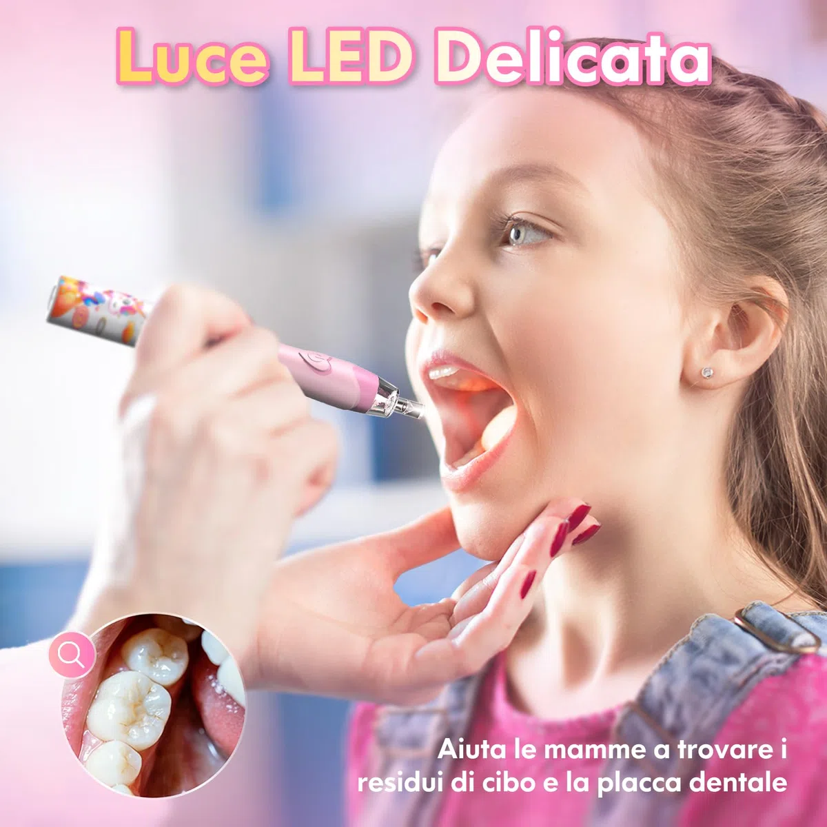 Spazzolino Elettrico Bambini 3-6-12 Anni Spazzolino Elettrico Bambina Bambino Con Timer Luci LED Arcobaleno E 4 Testine Morbide (Unicorno Rosa)