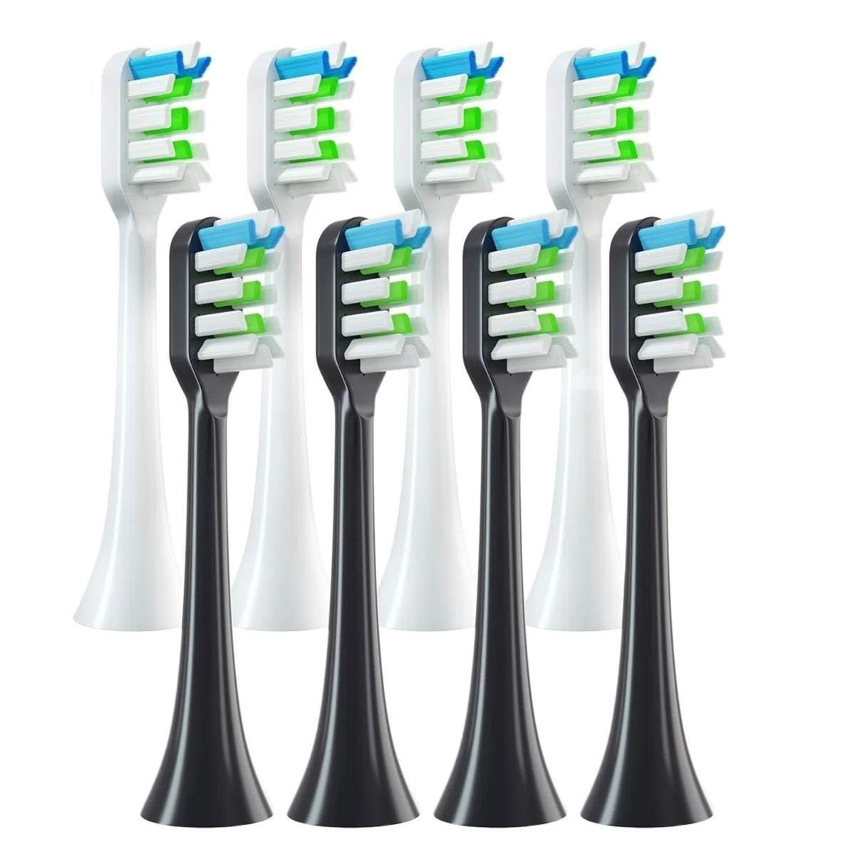MUYIHUI 8 testine di ricambio for spazzolino da denti for elettrico X3S/X3U/X5, ugelli a setole morbide con confezione sottovuoto(8 black soft)