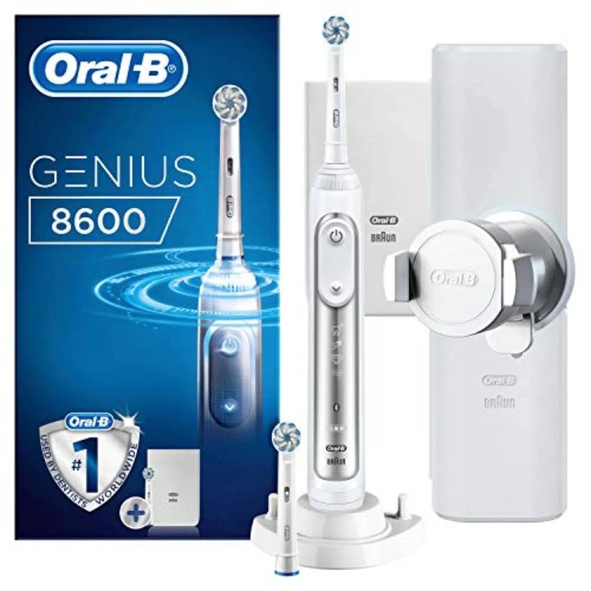 Oral-B - Spazzolino elettrico Genius 8600 Silver Powered By Braun - 1 pezzo