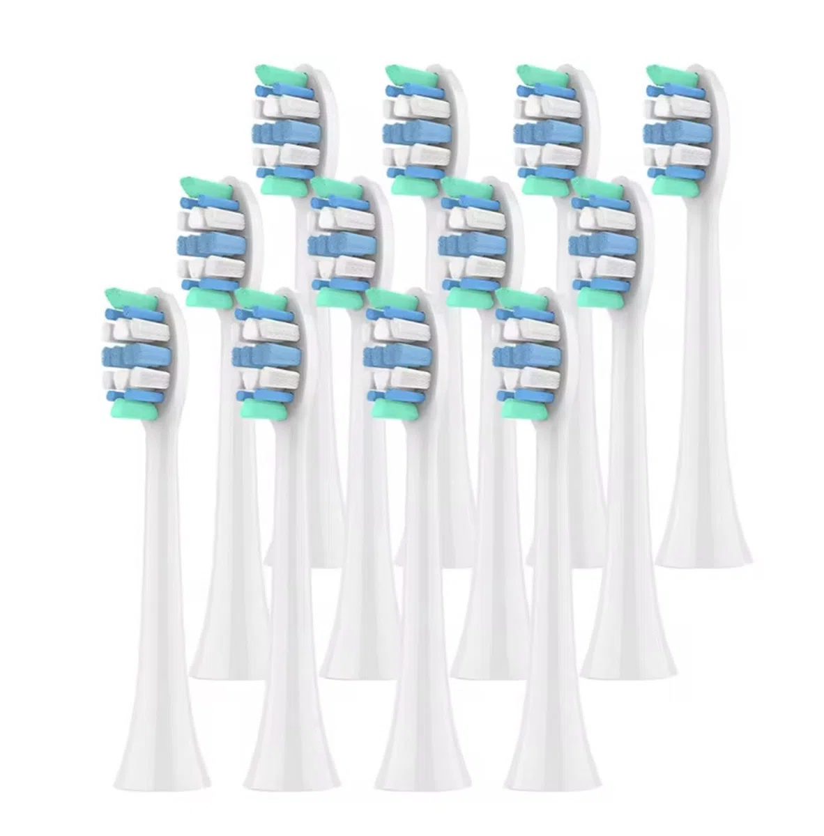 Testine di ricambio per spazzolino elettrico, compatibili con Philips, 1100, 2100, 4100, 4300, 5100, 5300, 6100, 6500, ecc. (12 pezzi)