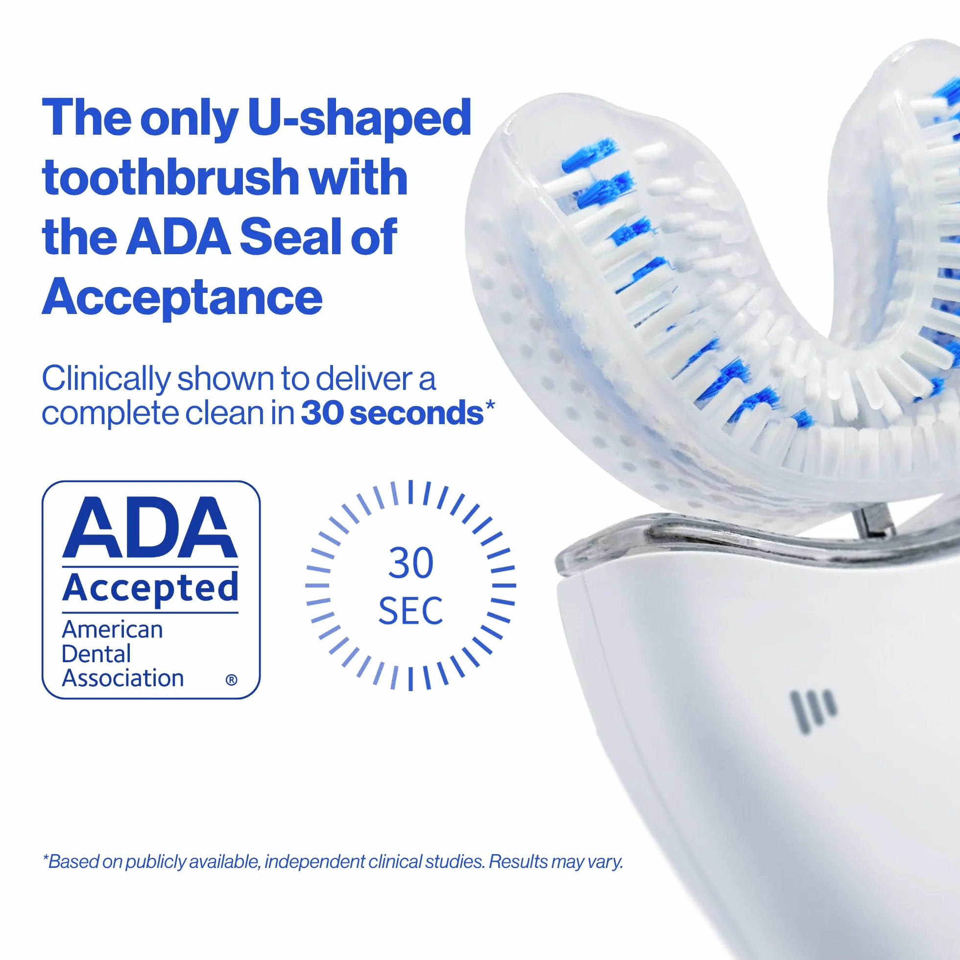 autobrush Spazzolino da denti elettrico, a forma di U, pulizia della bocca intera, accettato da ADA