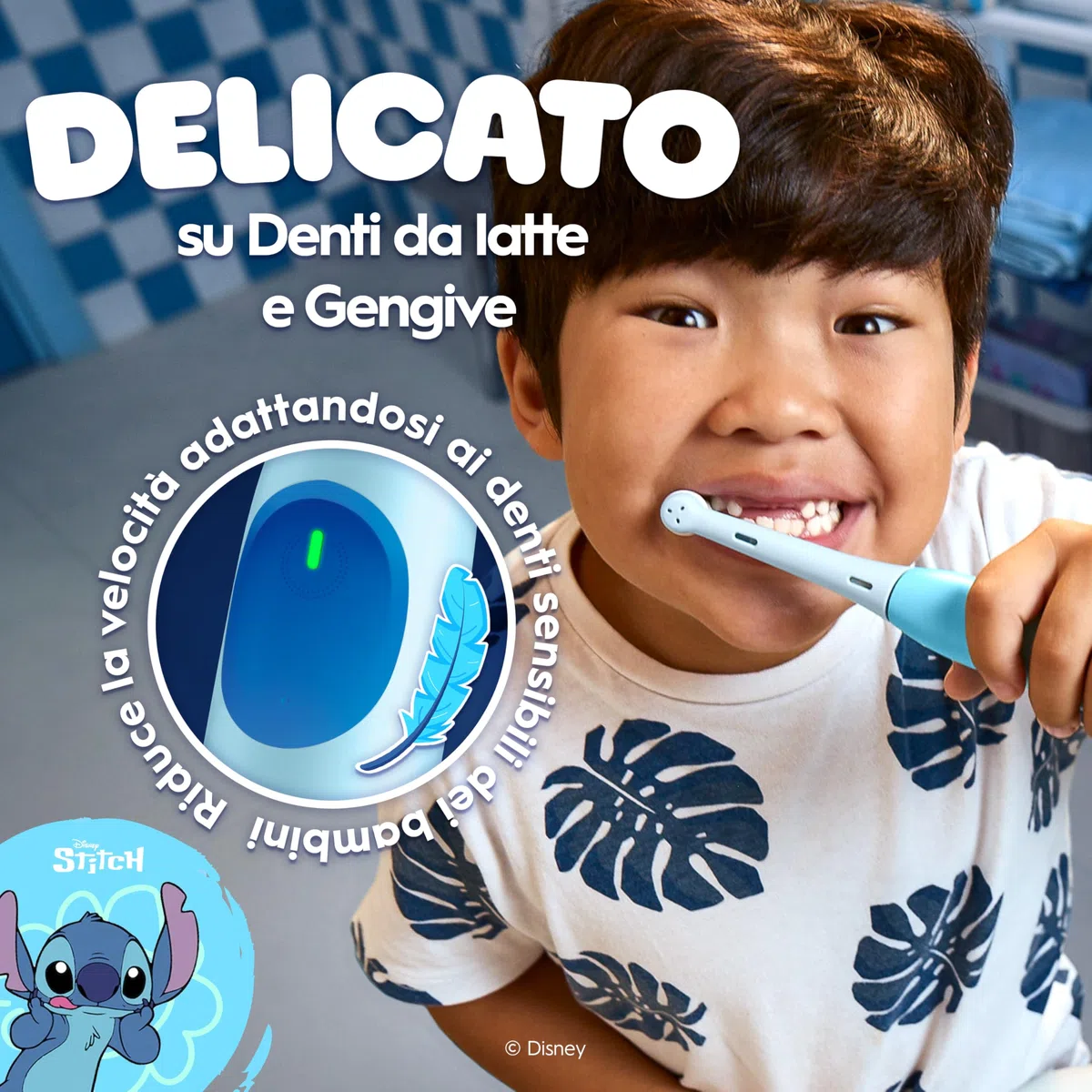Oral-B Spazzolino Elettrico Ricaricabile iO Kids 6+, 1 Testina, Custodia, Azzurro - Disney Stitch, 1 Testina di Ricambio per Spazzolino Elettrico, dai 6 Anni in su, Delicato sulle Gengive, Custodia