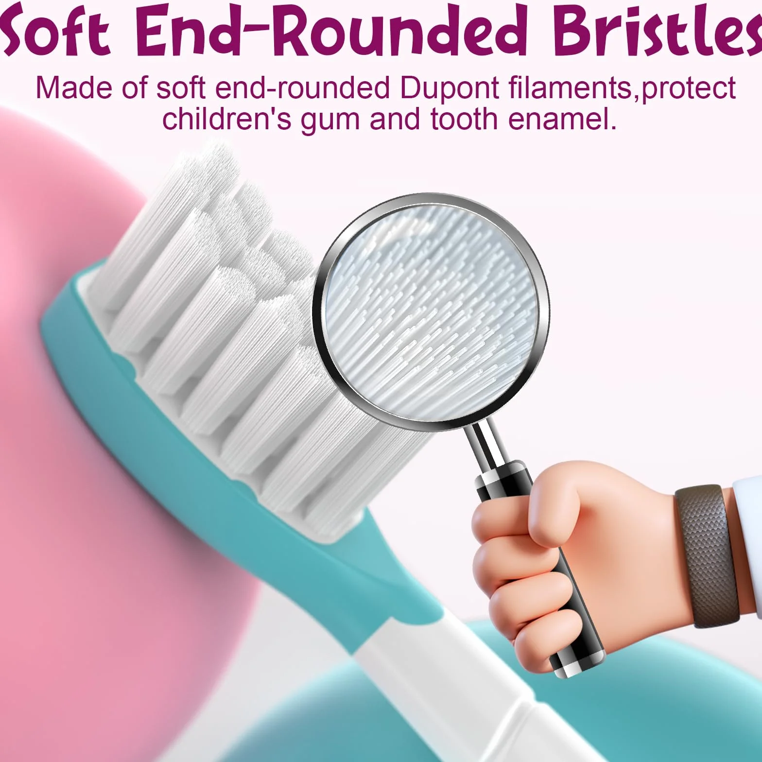 4 Pezzis Testine di Ricambio Compatibili con Philips Sonicare, Testine Spazzolino Elettrico, Spazzole di Ricambio per Bambini, dai 7 Anni