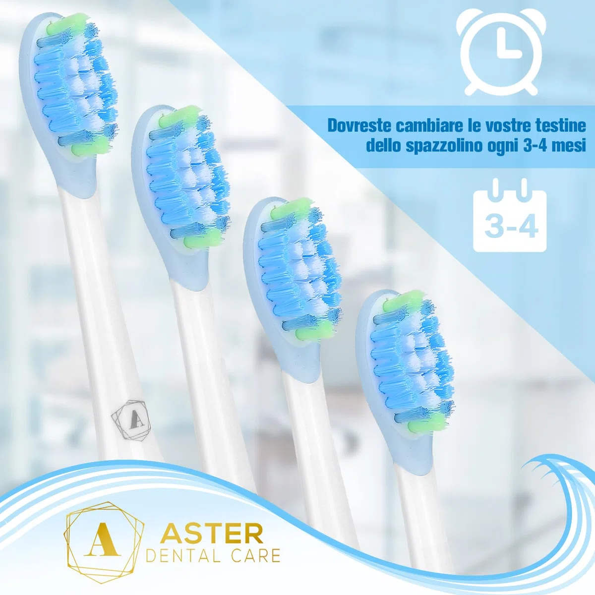 Testine Compatibili con Philips Sonicare - 8 Pack Aster Testine Spazzolino Elettrico Compatibili con Philips Sonicare Qualità Premium Difesa Avanzata contro la Placca