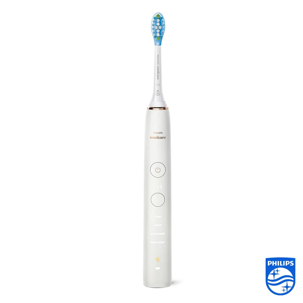Philips Hx9914/55 Sonicare Diamond Clean 9000 Set di 2 spazzolini da denti ricaricabili, 4 modalità, 3 intensità, bianco