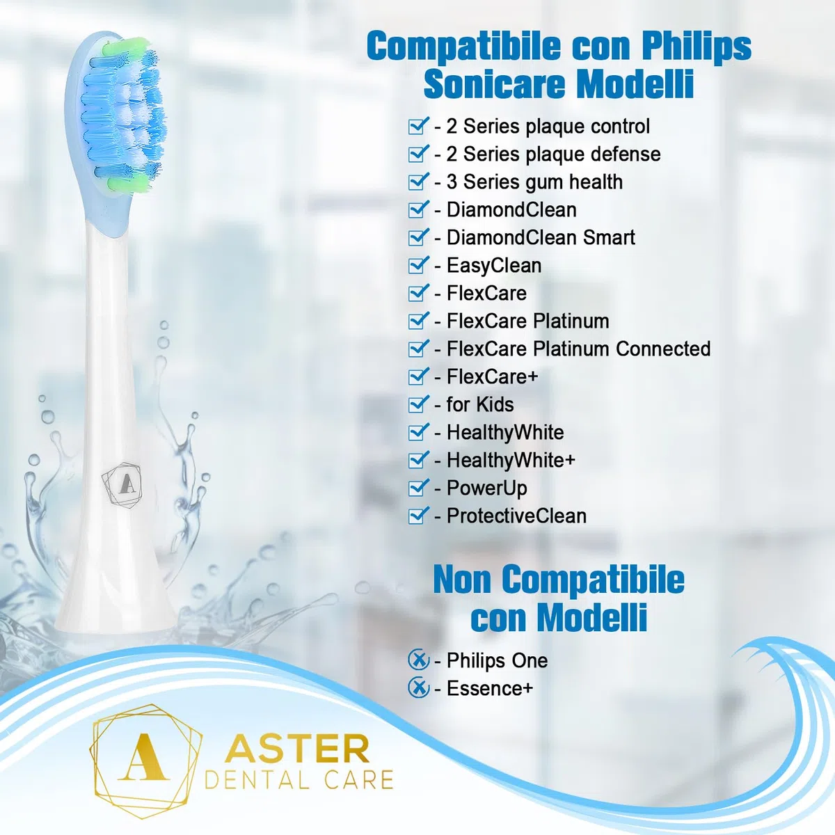 Testine Compatibili con Philips Sonicare - 8 Pack Aster Testine Spazzolino Elettrico Compatibili con Philips Sonicare Qualità Premium Difesa Avanzata contro la Placca