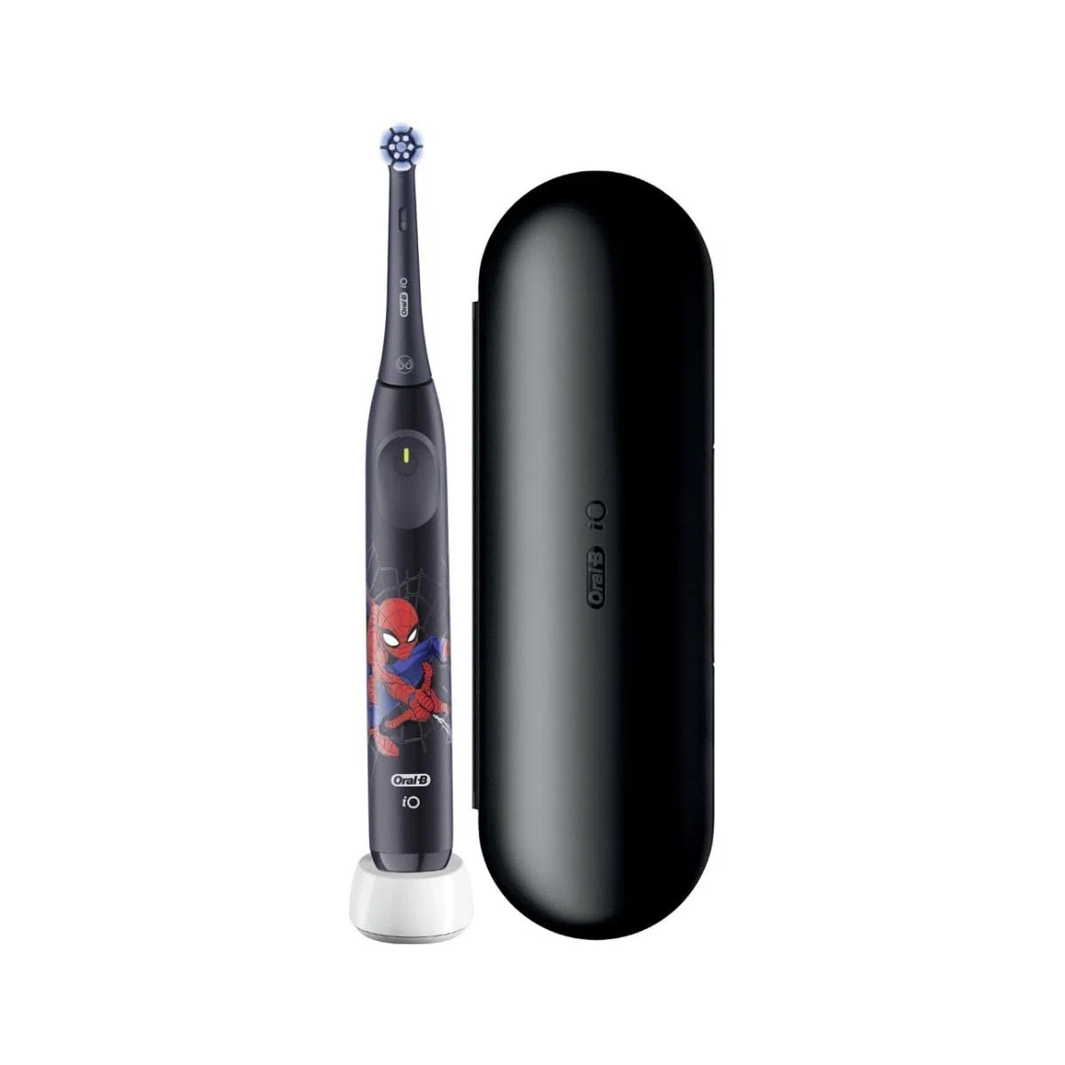 Oral-B iO Kids 6+ Marvel Spiderman - Spazzolino elettrico con 1 testina di ricambio, 1 custodia da viaggio, timer musicale e 3 modalità con modalità super sensitiva, per bambini dai 6 anni in su