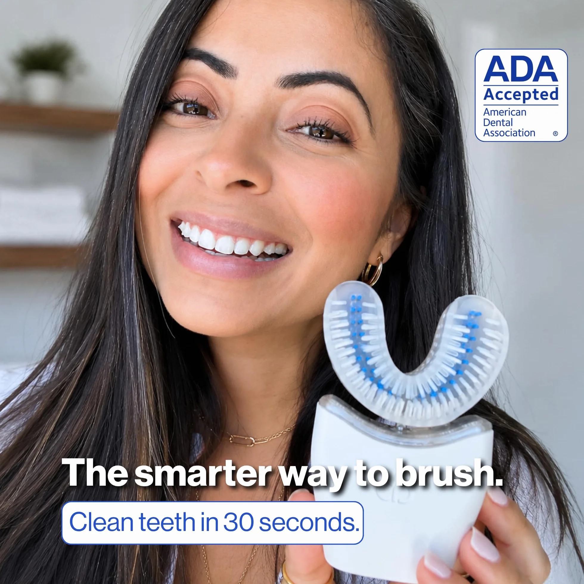 autobrush Spazzolino da denti elettrico, a forma di U, pulizia della bocca intera, accettato da ADA