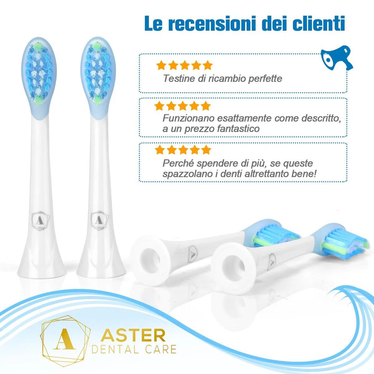 Testine Compatibili con Philips Sonicare - 8 Pack Aster Testine Spazzolino Elettrico Compatibili con Philips Sonicare Qualità Premium Difesa Avanzata contro la Placca
