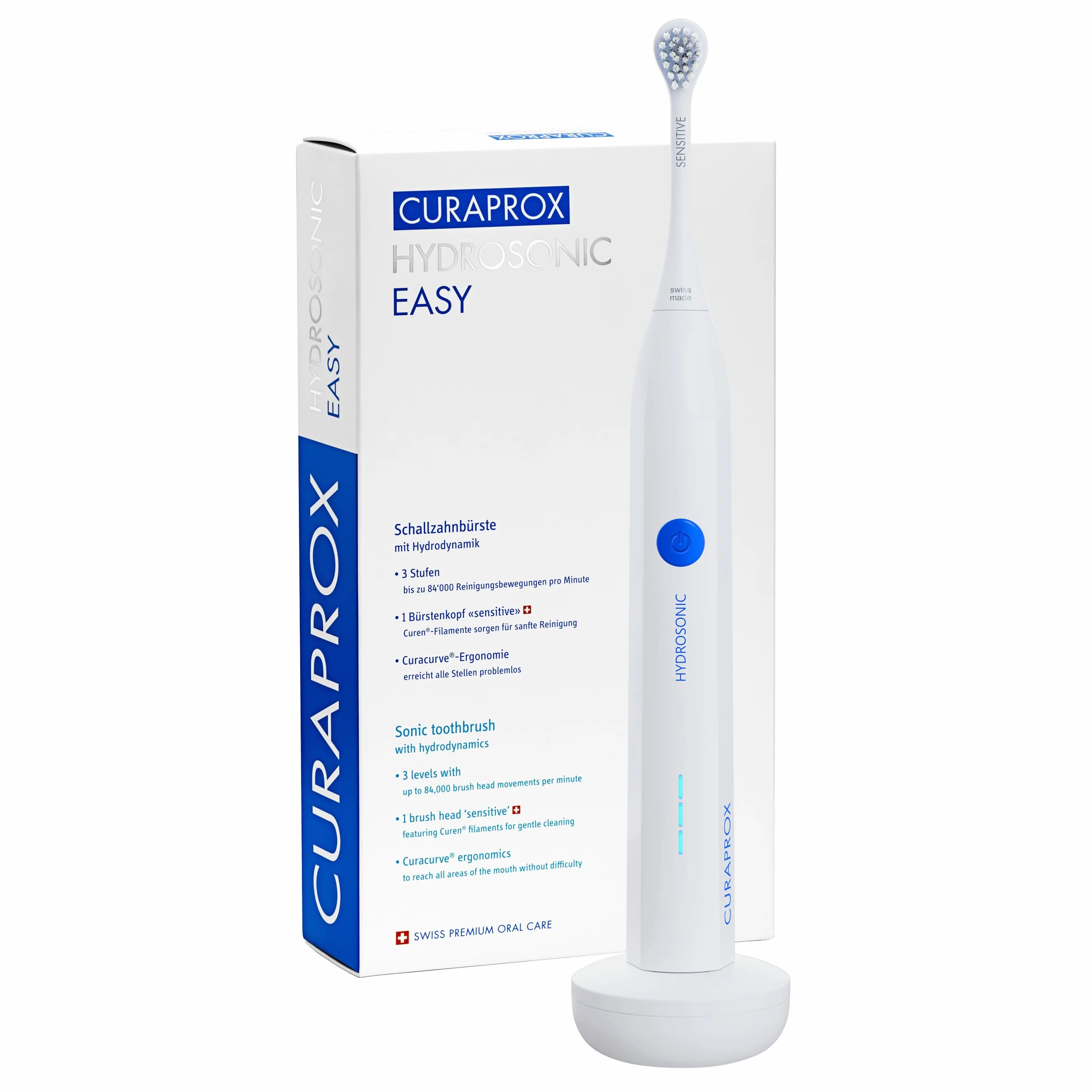 Curaprox Hydrosonic easy Sonic Toothbrush-Per la cura quotidiana delle gengive e il controllo della placca/Semplice, efficace | affidabile/Progettato in Svizzera