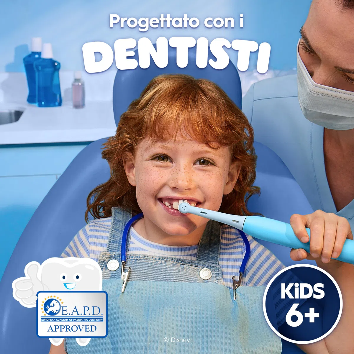 Oral-B Spazzolino Elettrico Ricaricabile iO Kids 6+, 1 Testina, Custodia, Azzurro - Disney Stitch, 1 Testina di Ricambio per Spazzolino Elettrico, dai 6 Anni in su, Delicato sulle Gengive, Custodia