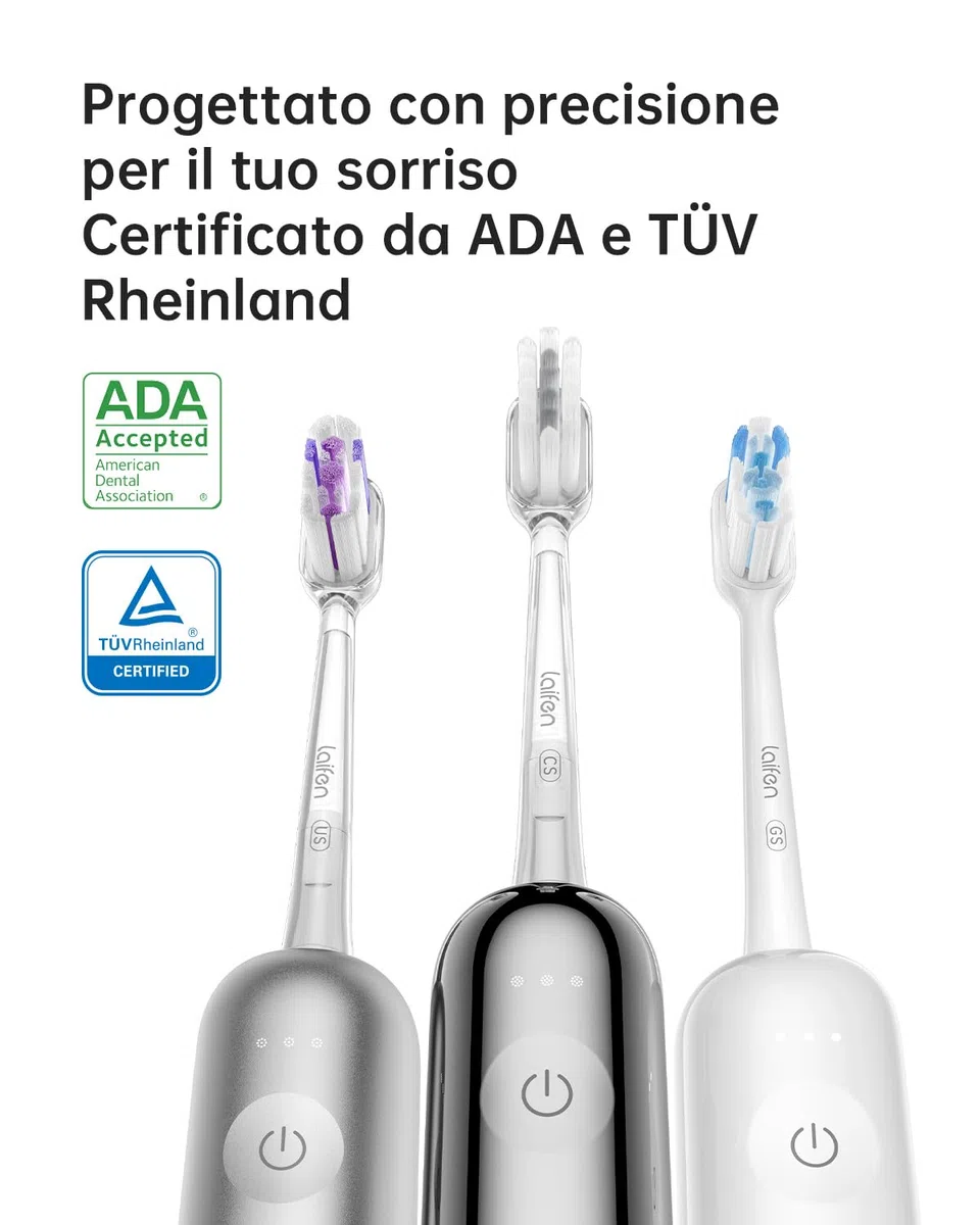 Laifen Wave Spazzolino elettrico, spazzolino elettrico sonico oscillante con 3 testine, spazzolino da viaggio magnetico ricaricabile impermeabile IPX7 (ABS Rosa)