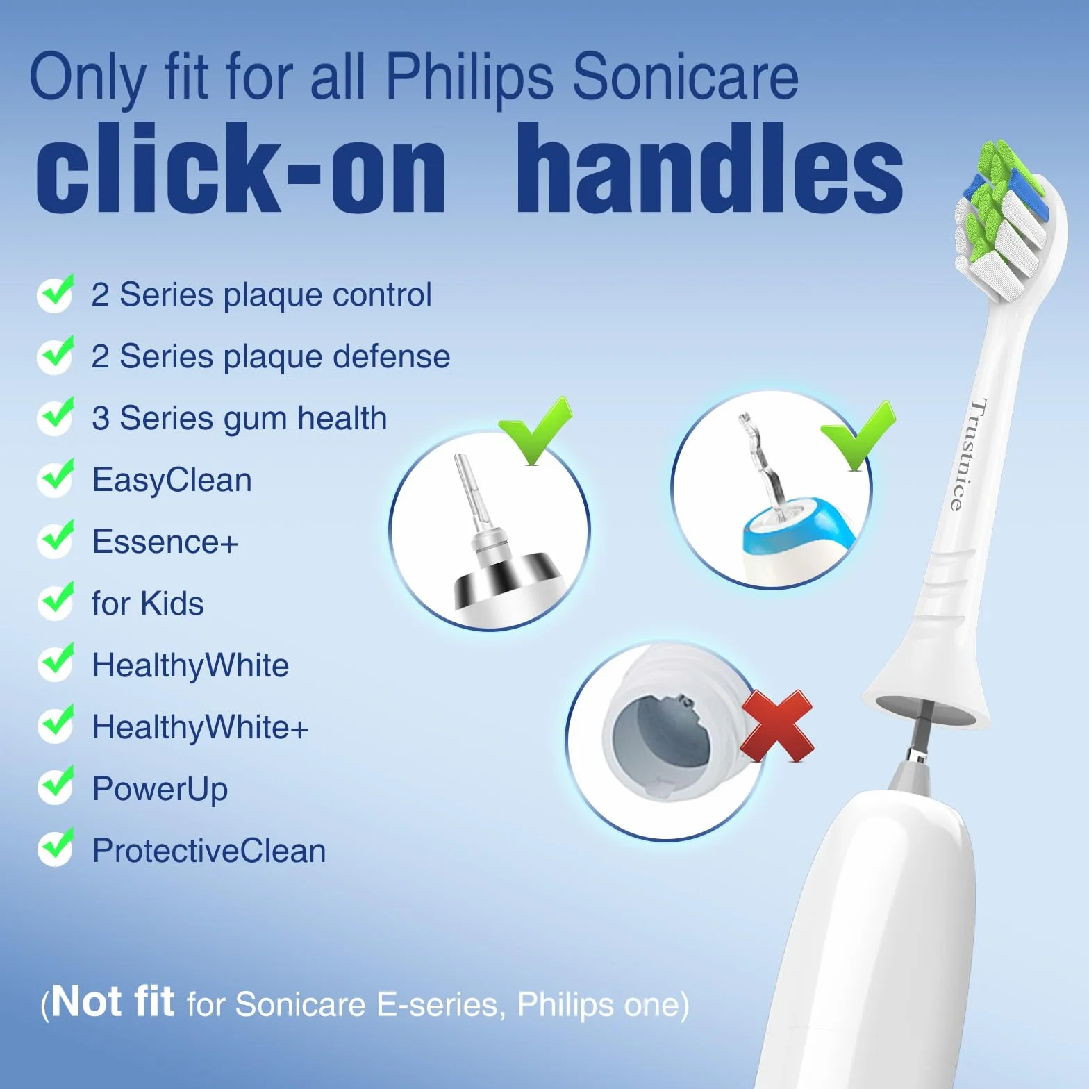 Trustnice 8 Pezzi Testine di Ricambio per Spazzolini Compatibile con Philips Sonicare - Testina di Ricambio per Sonicare Testine per Spazzolino Elettrico (Bianco, 8 unità (Confezione da 1))