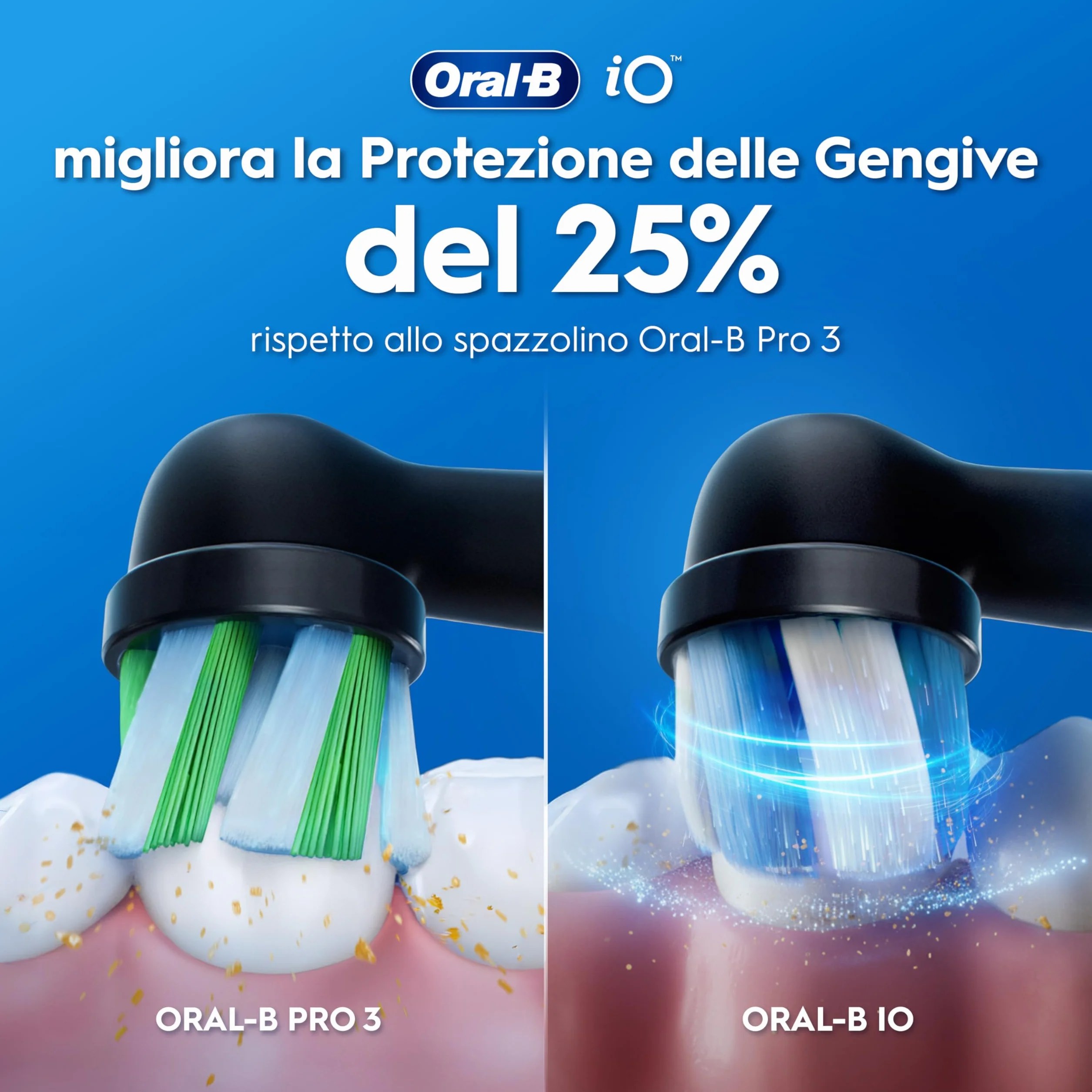 Oral-B iO 2 Spazzolino Elettrico Oral B, Nero, 1 Testina Di Ricambio, 1 Custodia Da Viaggio, Spazzolino, Delicato sulle Gengive, Efficace sulla placca, Sensore di Pressione