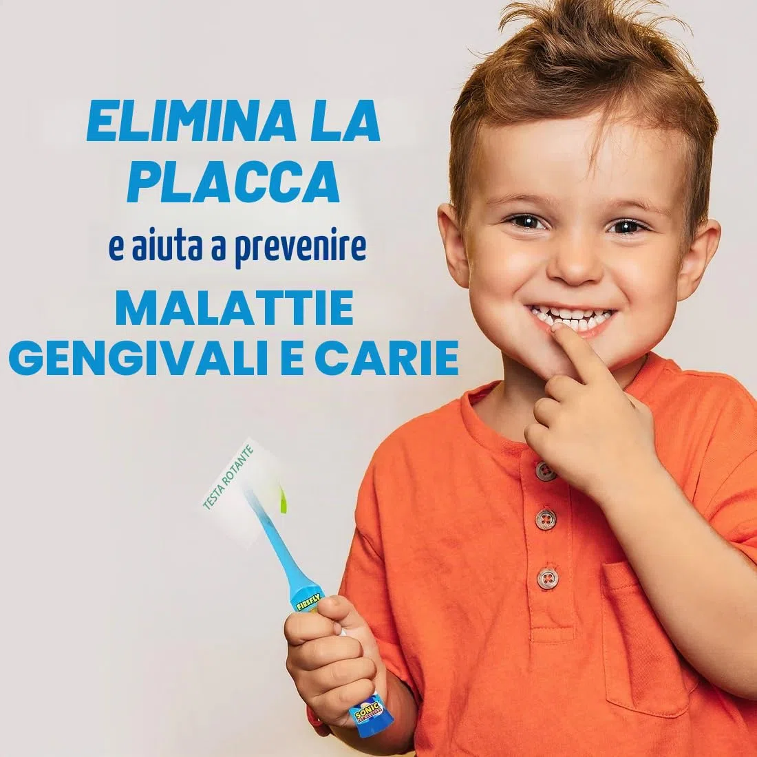 FIREFLY Clean & Protect, Sonic The Hedgehog Spazzolino da denti 3D morbido, copertura igienica 3D, impugnatura antiscivolo, batteria inclusa, età 3+