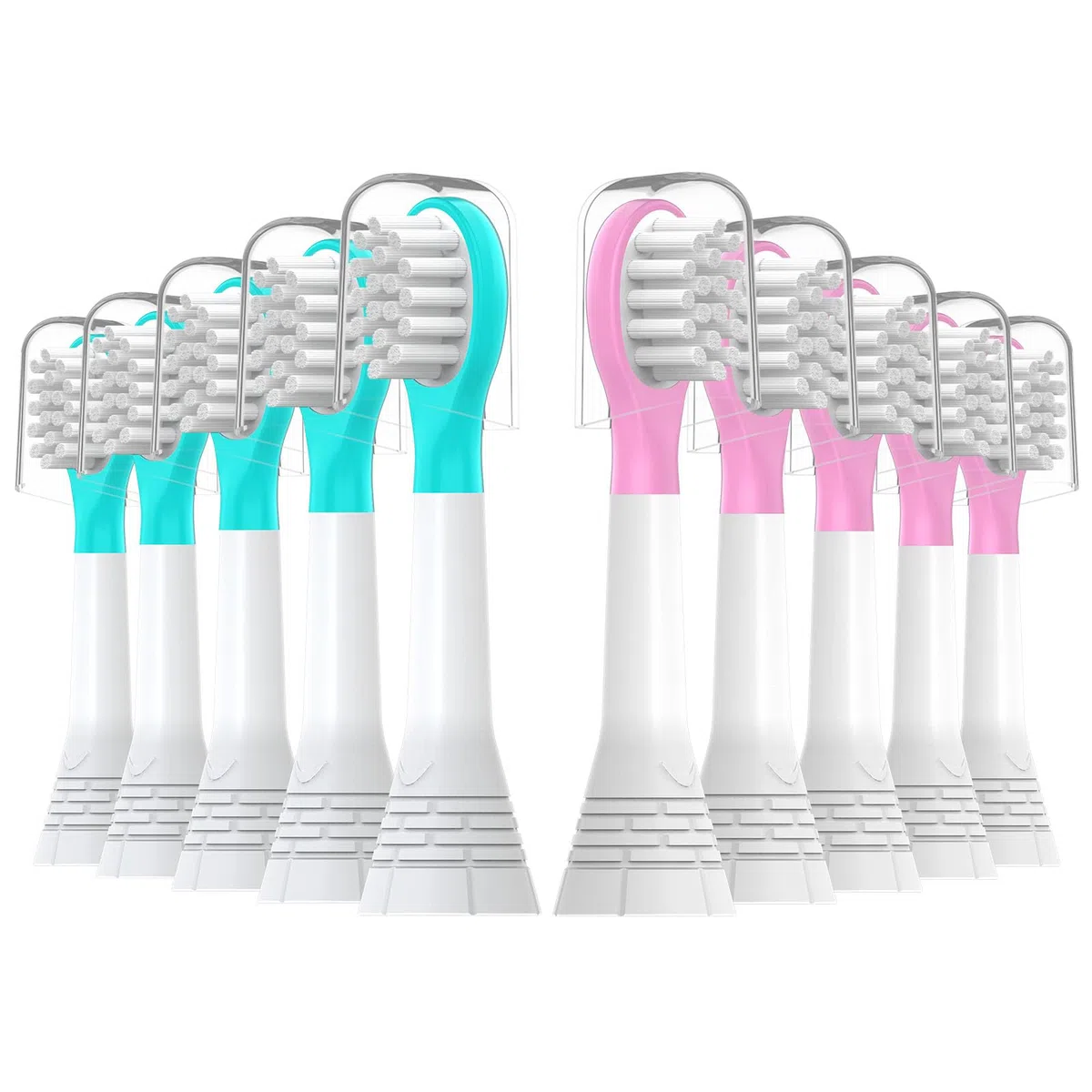 Set di 10 testine di ricambio per bambini, compatibili con Philips Sonicare Kids, spazzolino elettrico, testina morbida, per bambini dai 3 ai 7 anni, per ragazzi e ragazze, 5 blu + 5 rosa