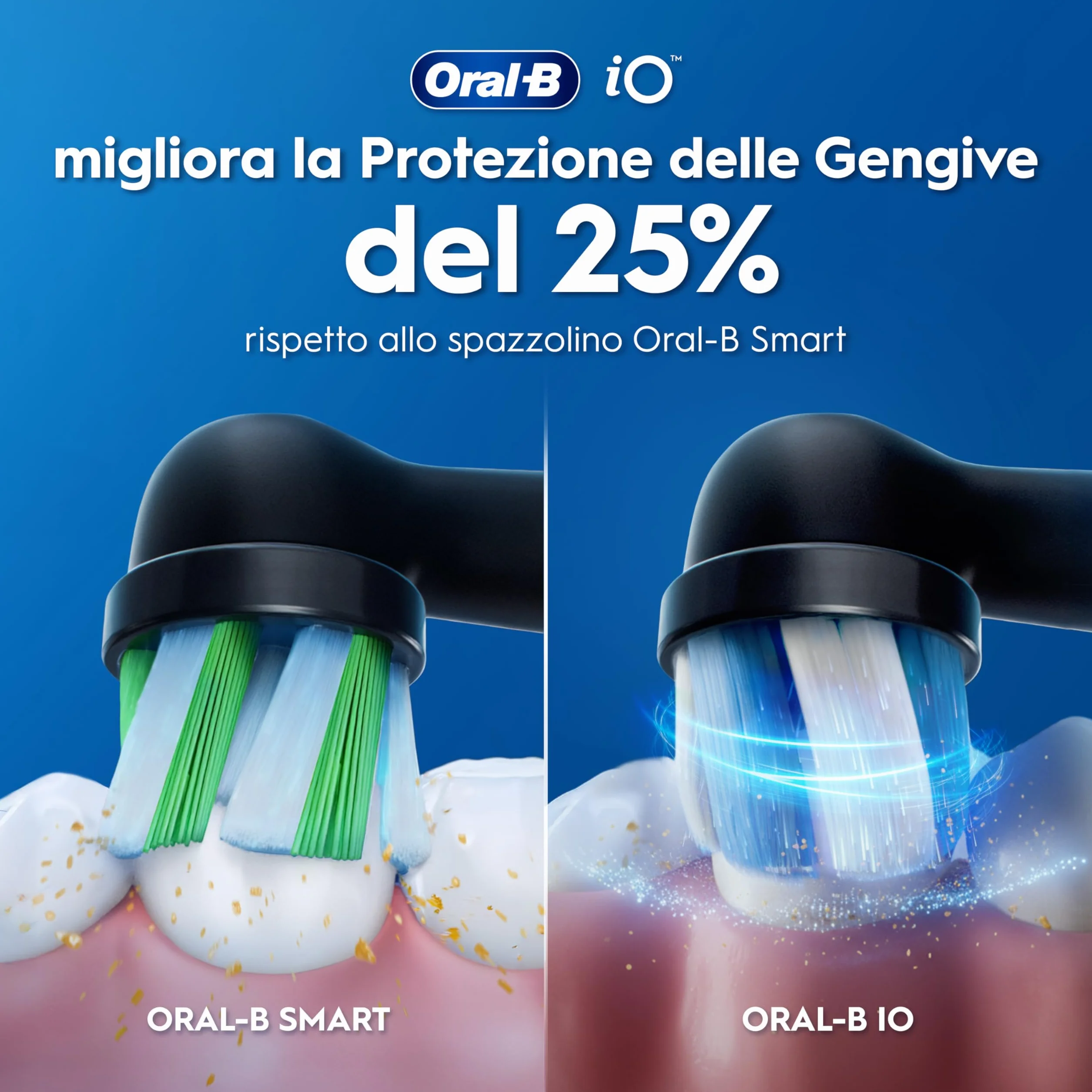 Oral-B Spazzolino Elettrico Ricaricabile iO 3 Nero, 1 Spazzolino Elettrico, 1 Testina Di Ricambio, Custodia Da Viaggio + Dentifricio Oral-B Advanced Protezione Gengive, Pulizia Denti Efficace