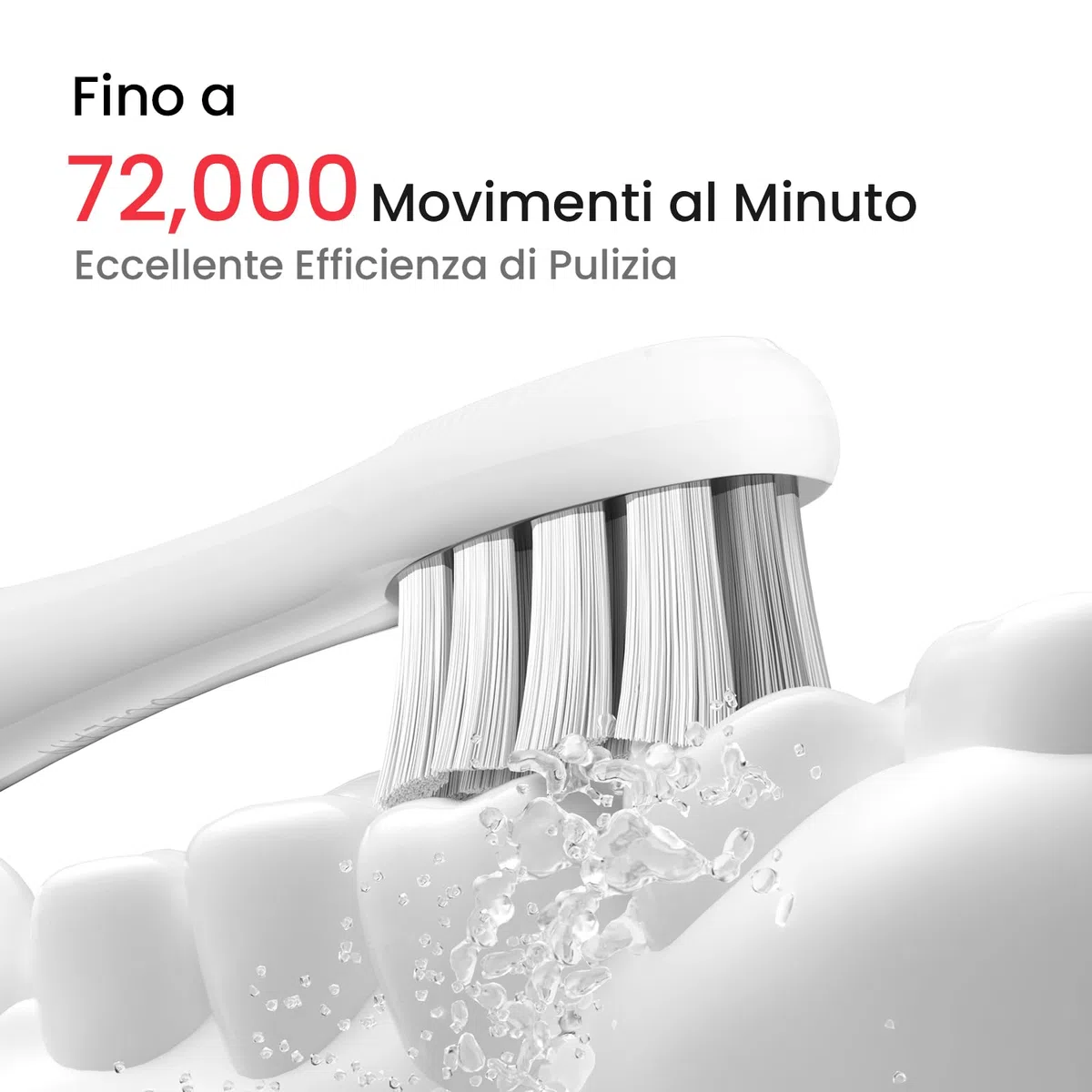 Oclean X Lite Spazzolino elettrico, Spazzolino elettrico intelligente, 5 Modalità, 72000 movimenti al minuto, Spazzolatura supplementari, Durata 40 giorni, Promemoria batteria scarica, IPX7, Grigio