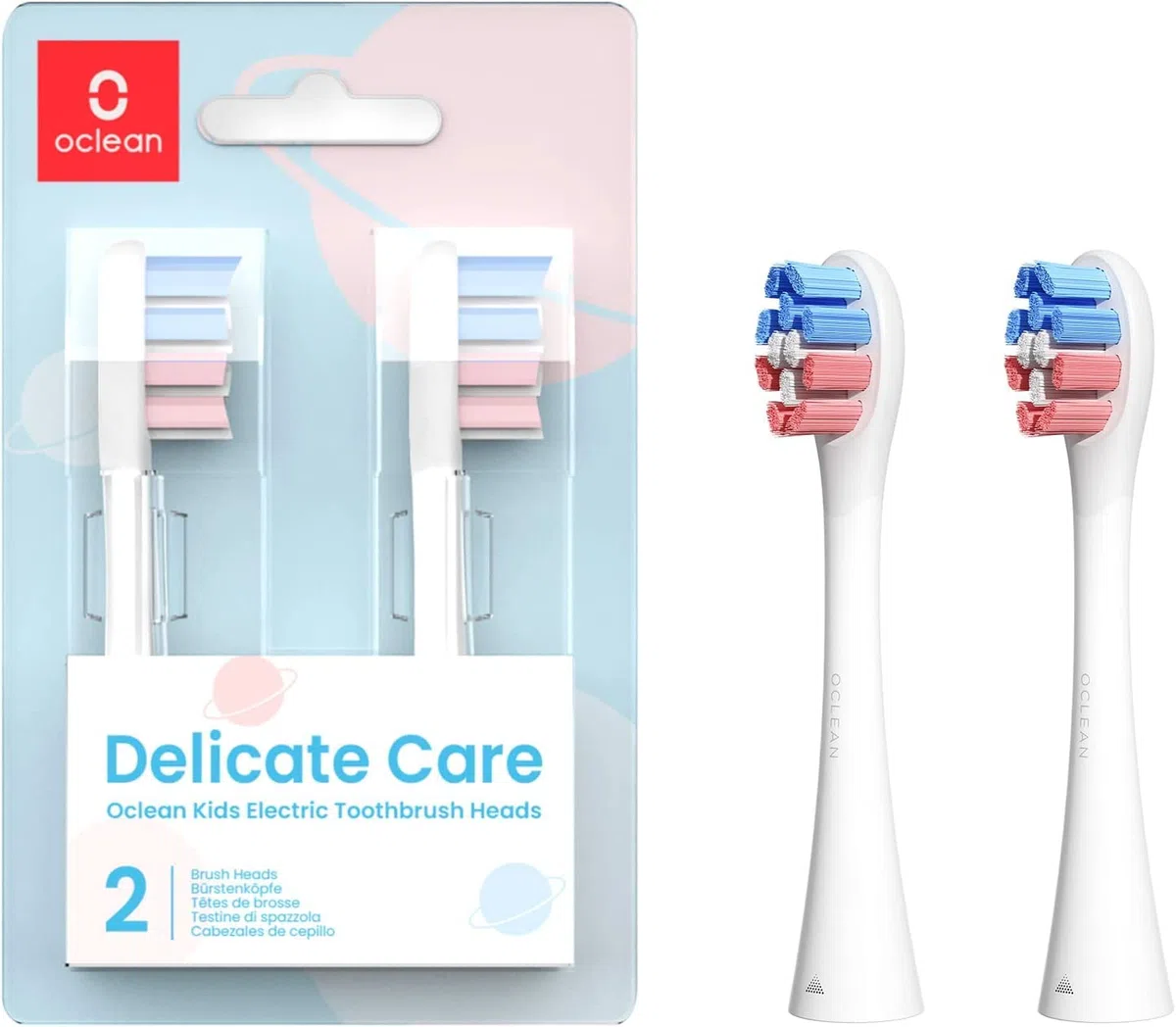 Oclean Testine di ricambio per bambini, compatibili con tutte le maniglie elettriche Oclean, approvate dalla FDA (2 pezzi) - bianco