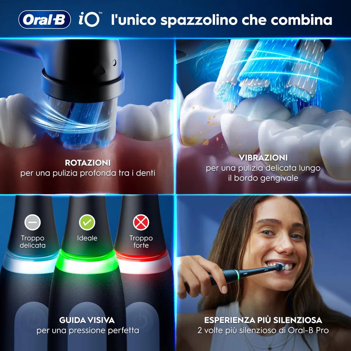 Oral-B Spazzolino Elettrico Ricaricabile iO 3 Nero, 1 Testina Di Ricambio, 1 Custodia Da Viaggio, 1 Spazzolino