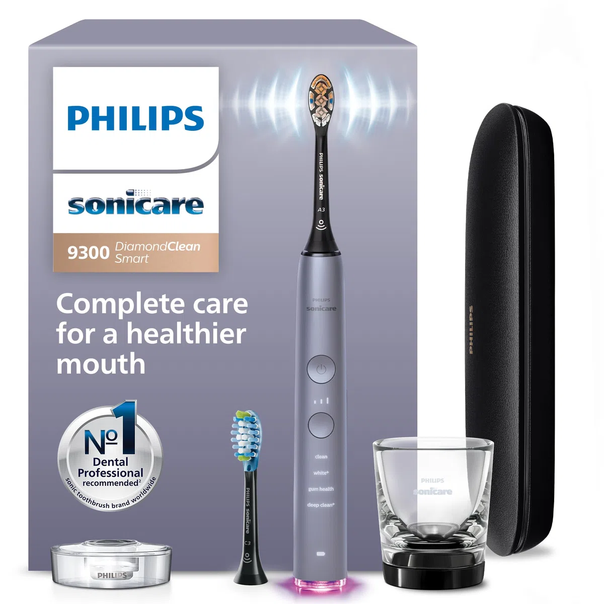 Philips Sonicare DiamondClean Smart Electric, Spazzolino da denti ricaricabile per igiene orale completa, serie 9300, grigio, HX9903/45