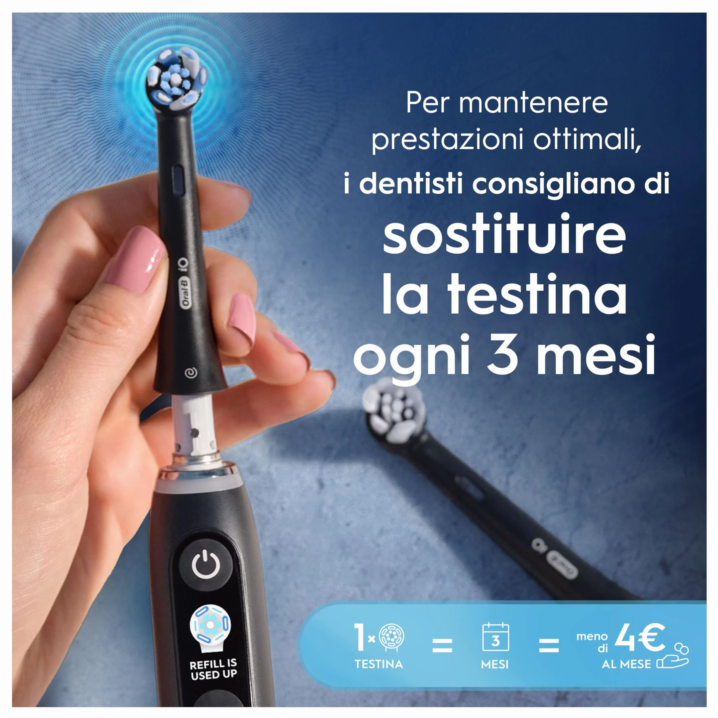 Oral-B Testine di Ricambio iO Series Ultimate Clean Black, 2 testine rotonde originali per Spazzolino Elettrico, setole CrissCross, rimozione della placca