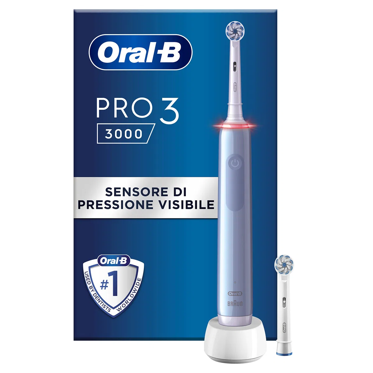 Oral-B Spazzolino Elettrico Ricaricabile Pro Series 3 Blu, 2 Testine di Ricambio. 1 Spazzolino
