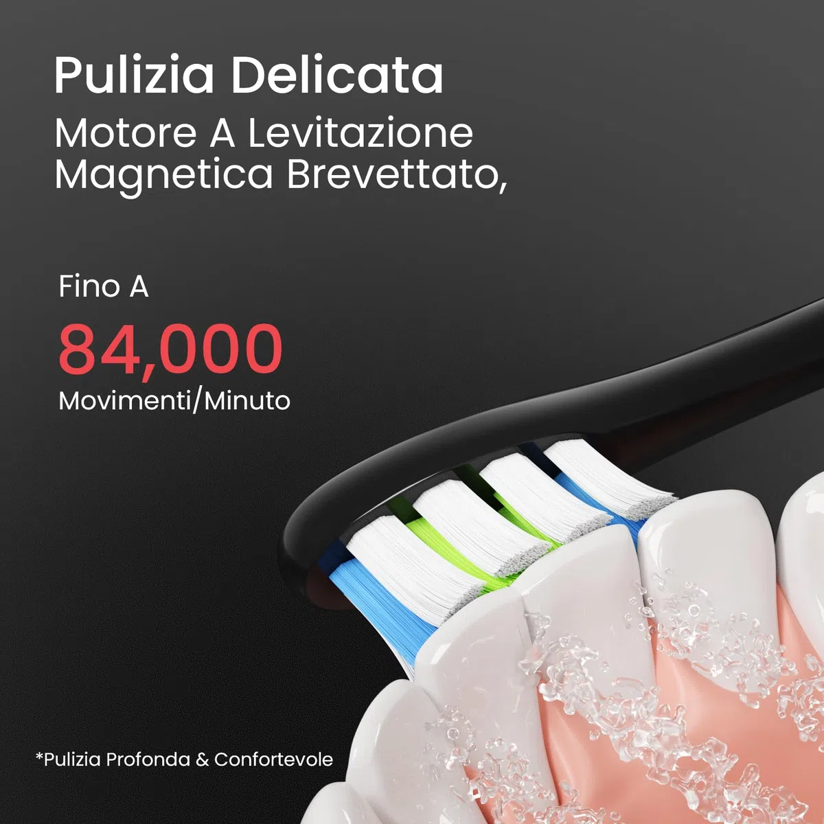 Oclean X Pro Elite Spazzolino Elettrico, Touch screen intelligente, 45 dB, 84.000 Movimenti al minuto, 32 Livelli di intensità, 4 Modalità, Sensore di pressione, Durata 35 giorni, IPX7, Nero